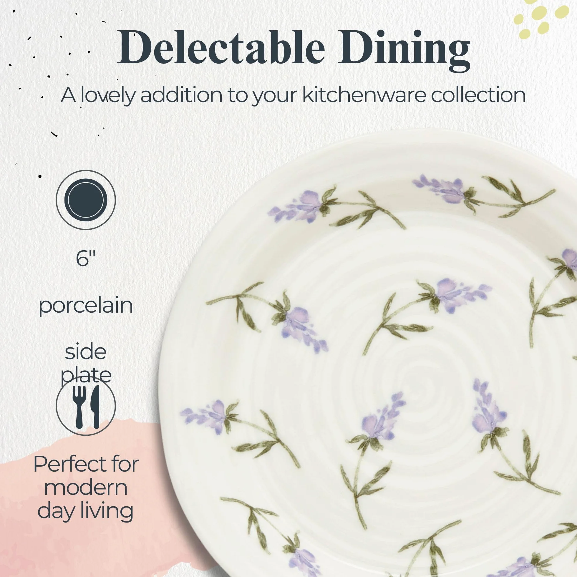 Portmeirion Sophie Conran Lavandula zestaw 4 talerzy bocznych porcelanowych 15 cm