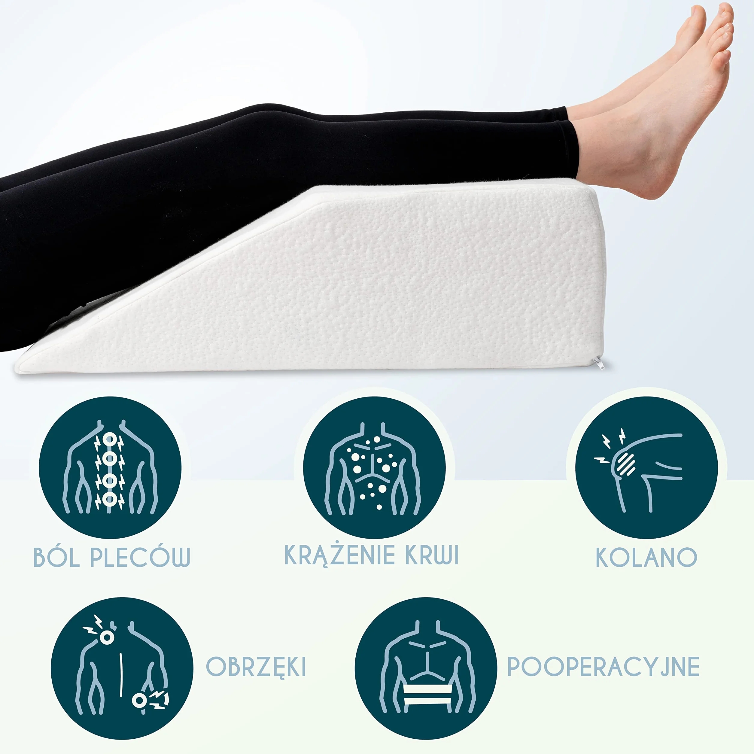 Dreamzie Poduszka do podnoszenia nóg terapeutyczna z pamięcią kształtu oddychająca hipoalergiczna