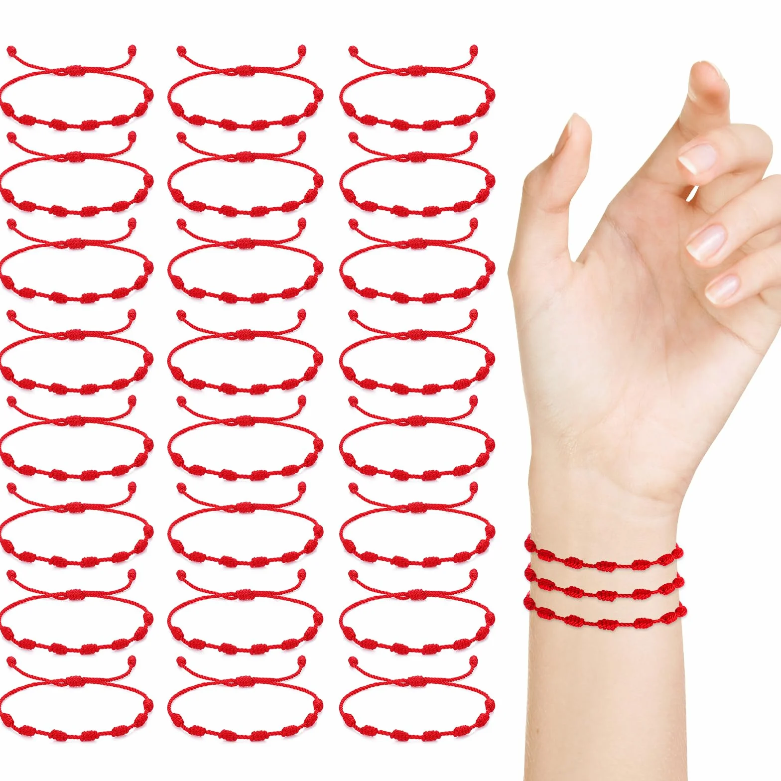 Yolev 24 sztuki czerwonej liny bransoletka czerwony sznurek ochrona amulet bransoletki ręcznie robione bransoletki przyjaźni wiązana kabała szczęście ręcznie robione bransoletki przyjaźni