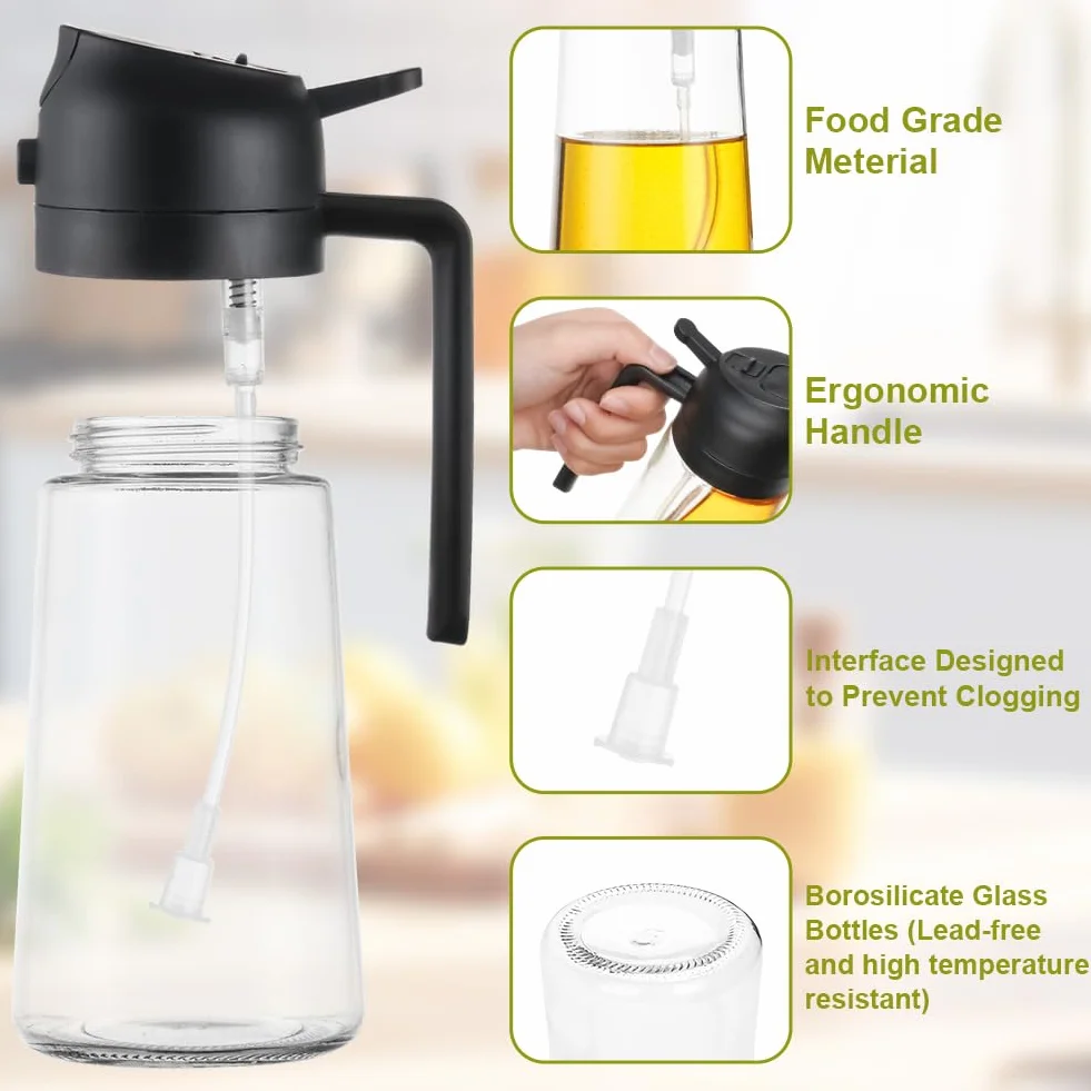 Opryskiwacz do oleju 2 w 1 470 ml czarny