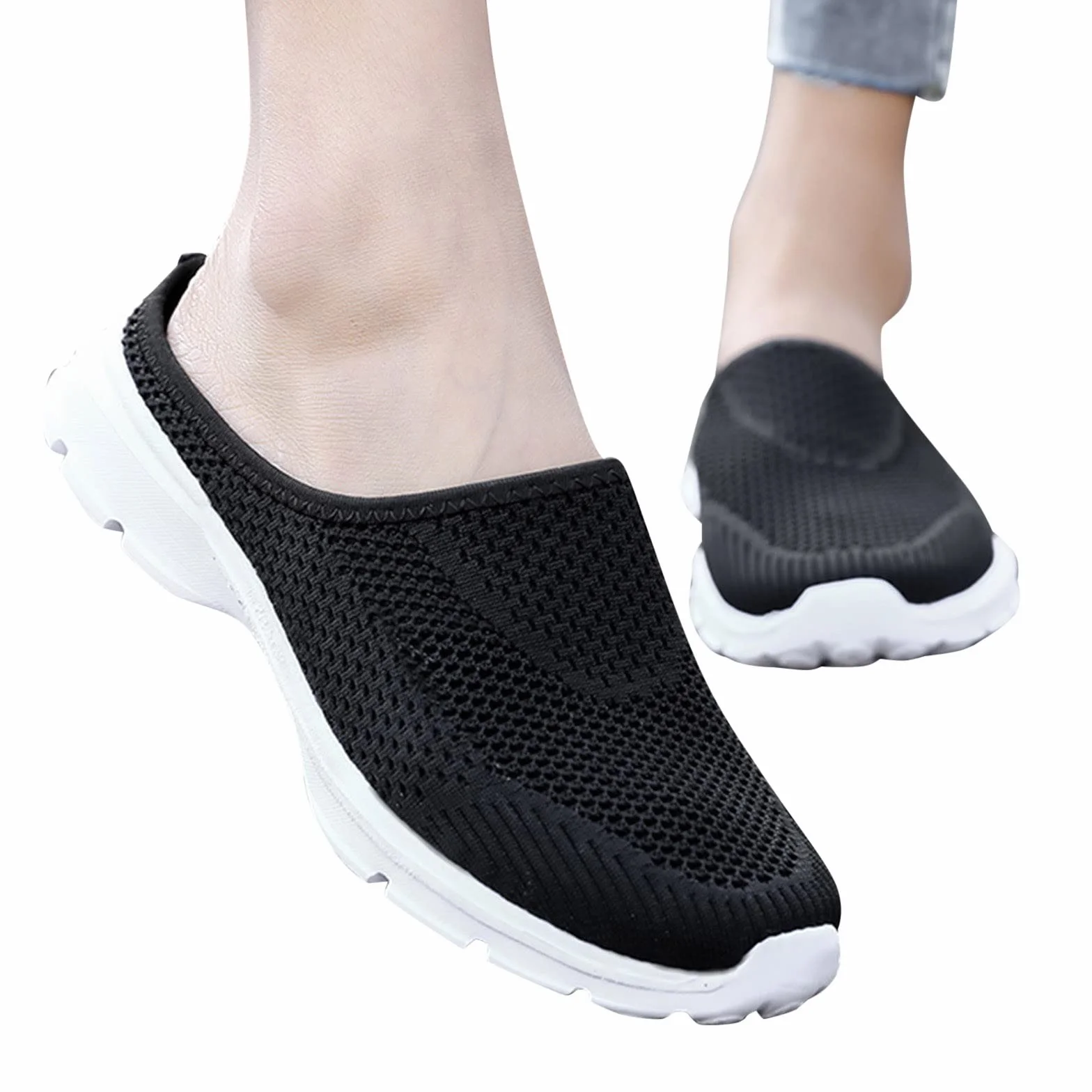 Damskie oddychające buty na co dzień uniseks lekkie buty robocze sportowe oddychające wsuwane buty robocze damskie trampki na koturnie