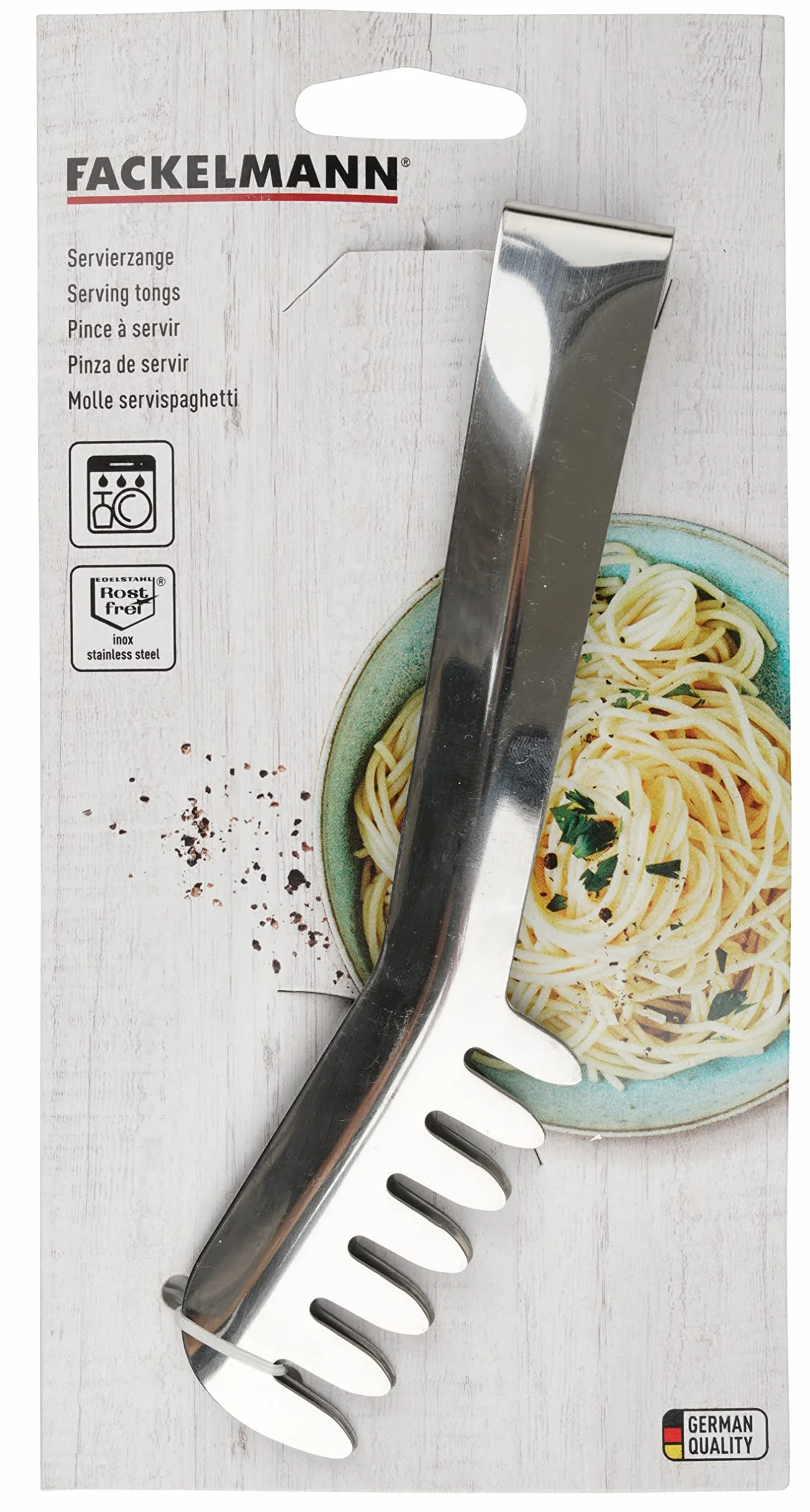 Fackelmann Szczypce do spaghetti ze stali nierdzewnej 19 x 11,8 x 2 cm