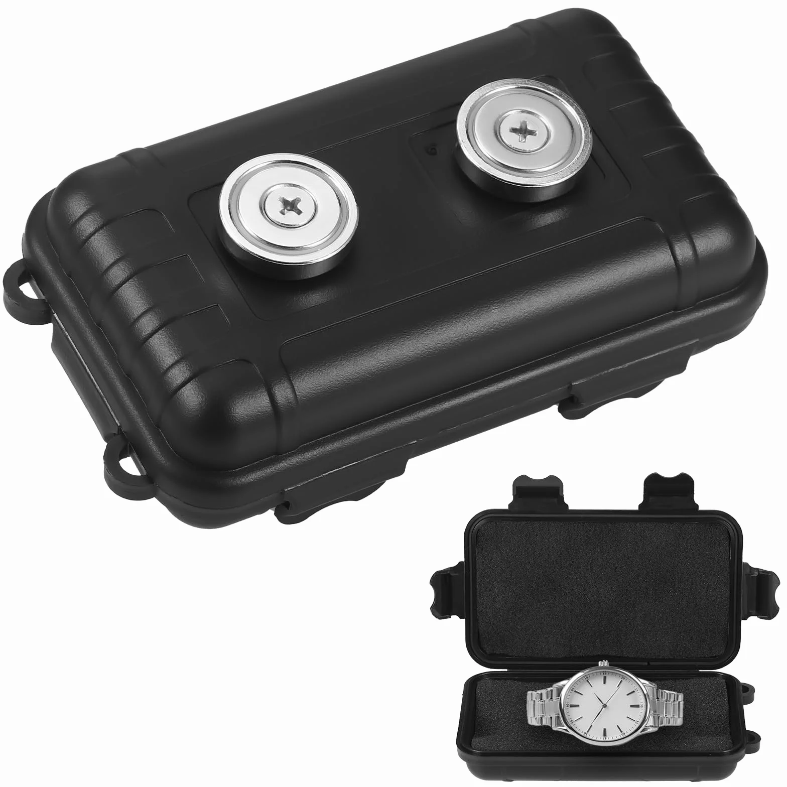 Magnetyczny uchwyt na klucze pod samochodem, ukryte magnetyczne pudełko na klucze, wodoodporne magnetyczne pudełko do przechowywania kluczy USB, czarny, Czarny, Jeden rozmiar