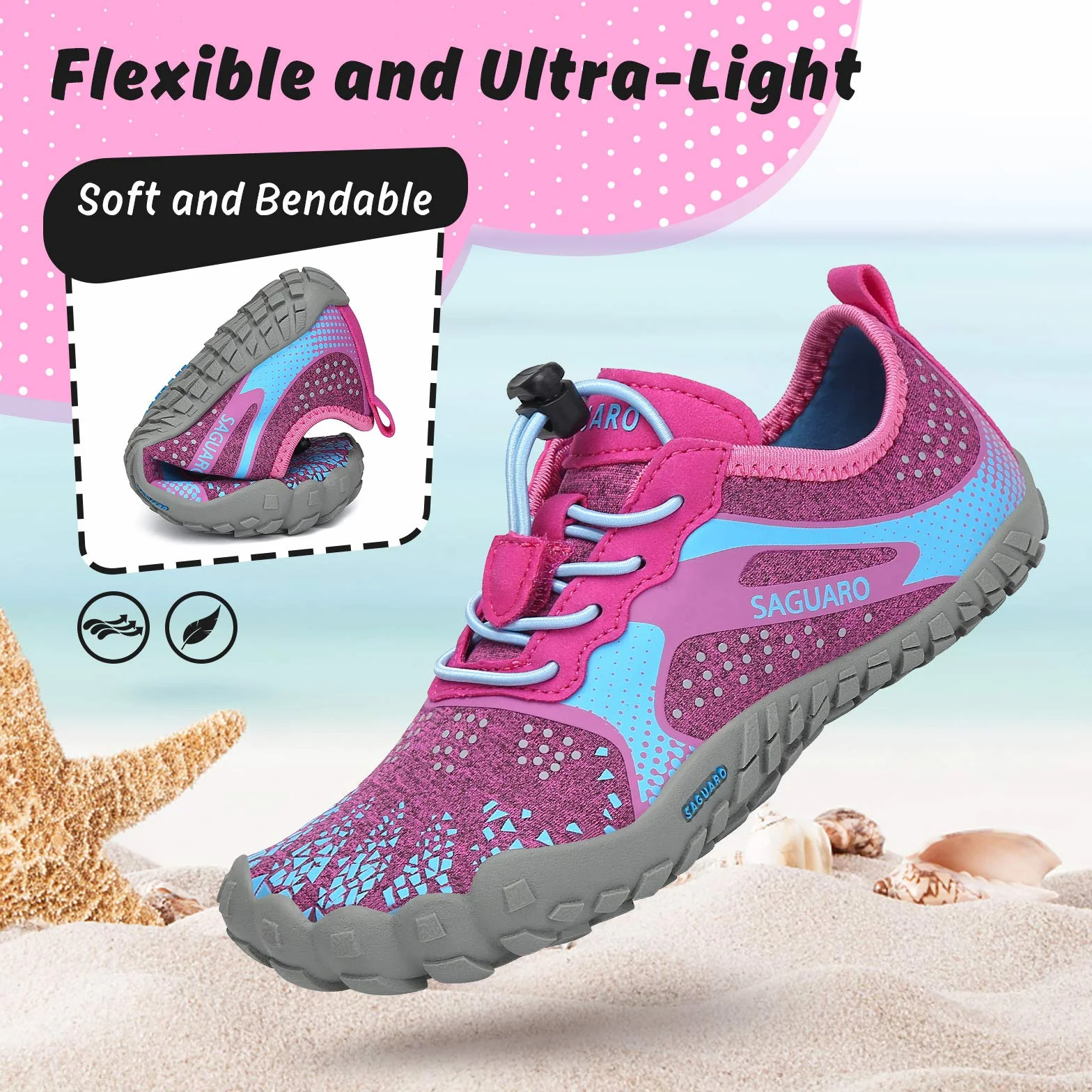 SAGUARO Unisex dziecięce buty do chodzenia boso, szybkoschnące, lekkie buty do biegania, rozm. 24-36
