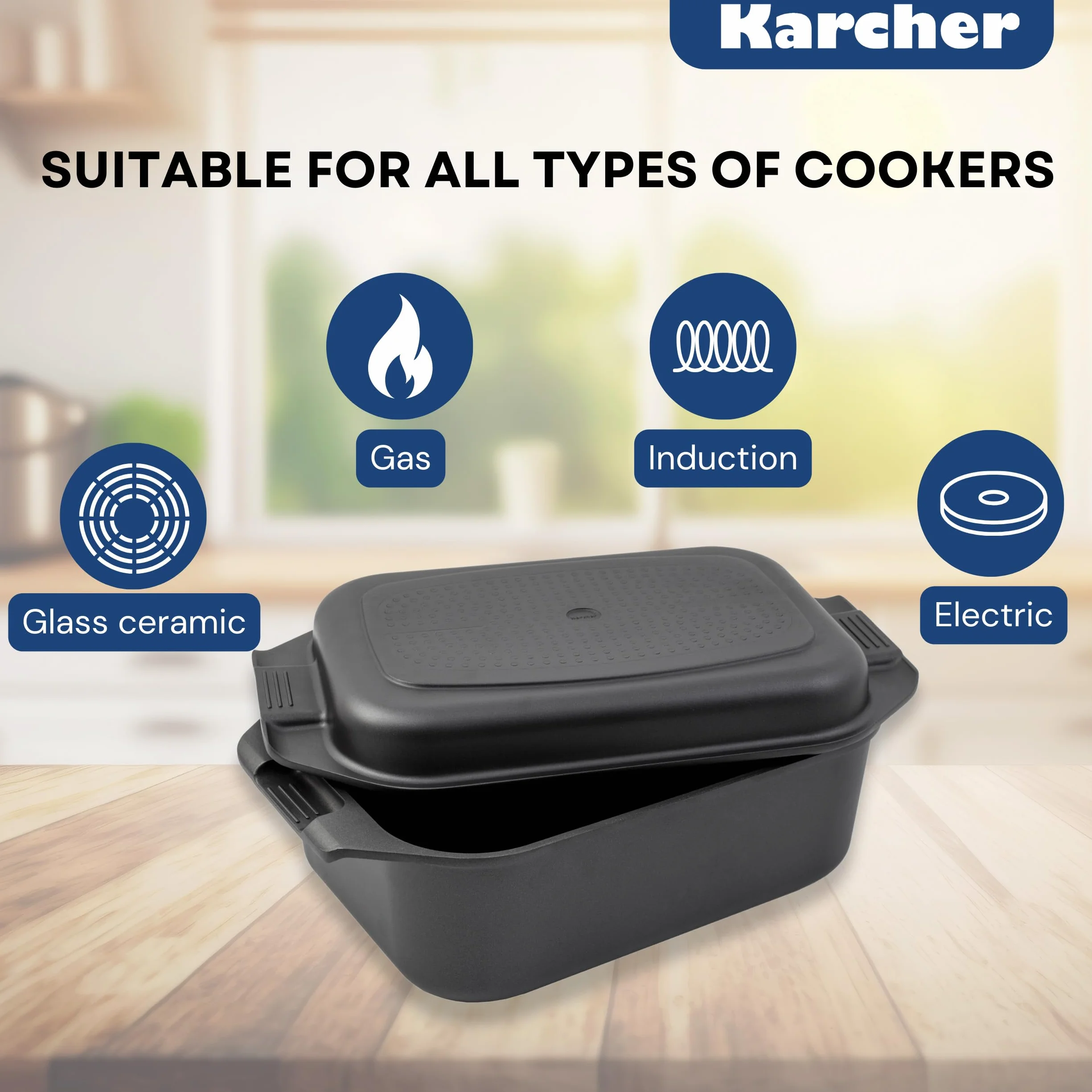 Karcher Indukcyjna brytfanna z pokrywką 2 w 1 8,7 litra odlew aluminiowy