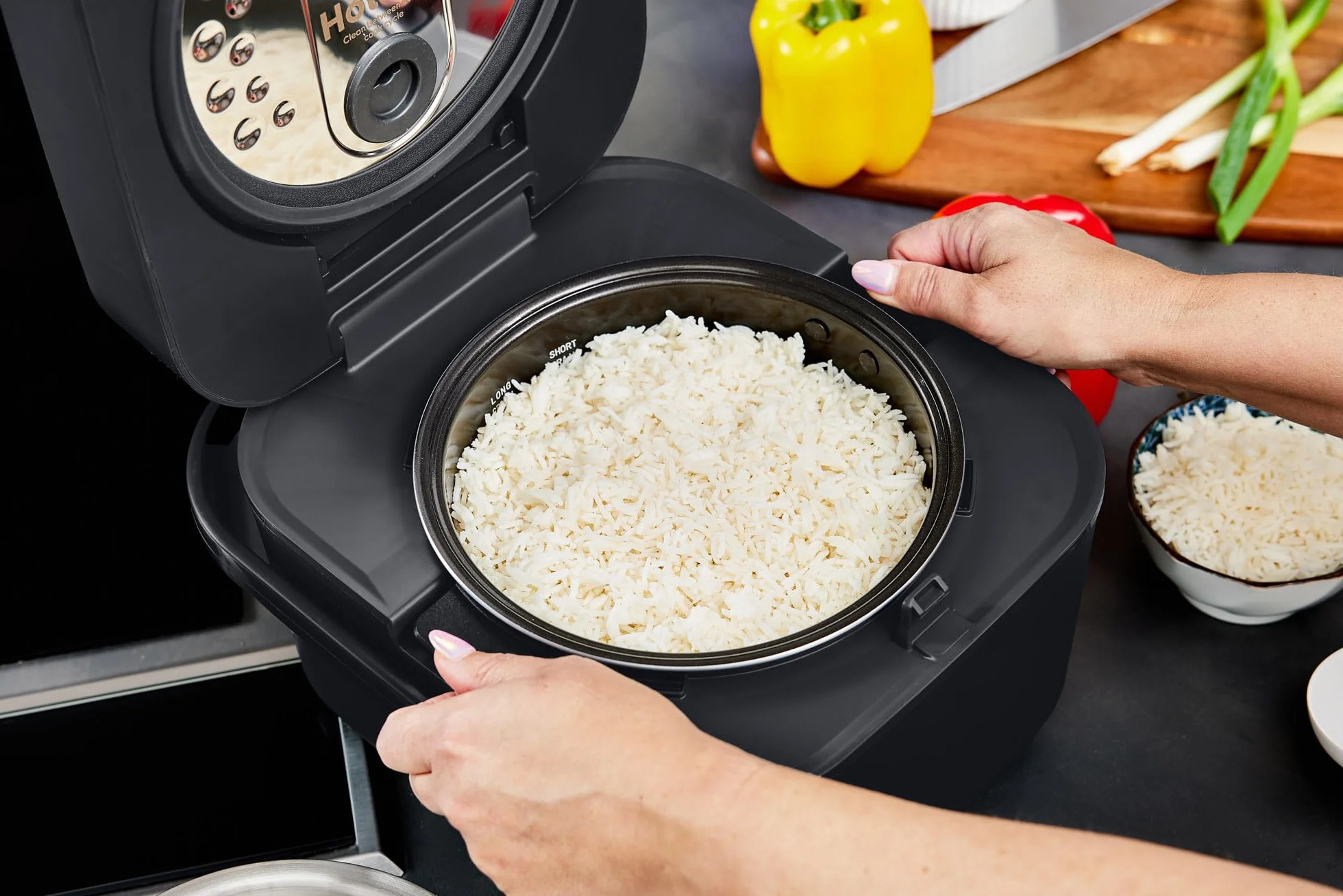 Yum Asia Hotaru Induction Heating Rice Cooker z ceramiczną miską 3 filiżanki 0,54 litra 7 funkcji ryżu 5 funkcji wielofunkcyjnych LED Slate Grey