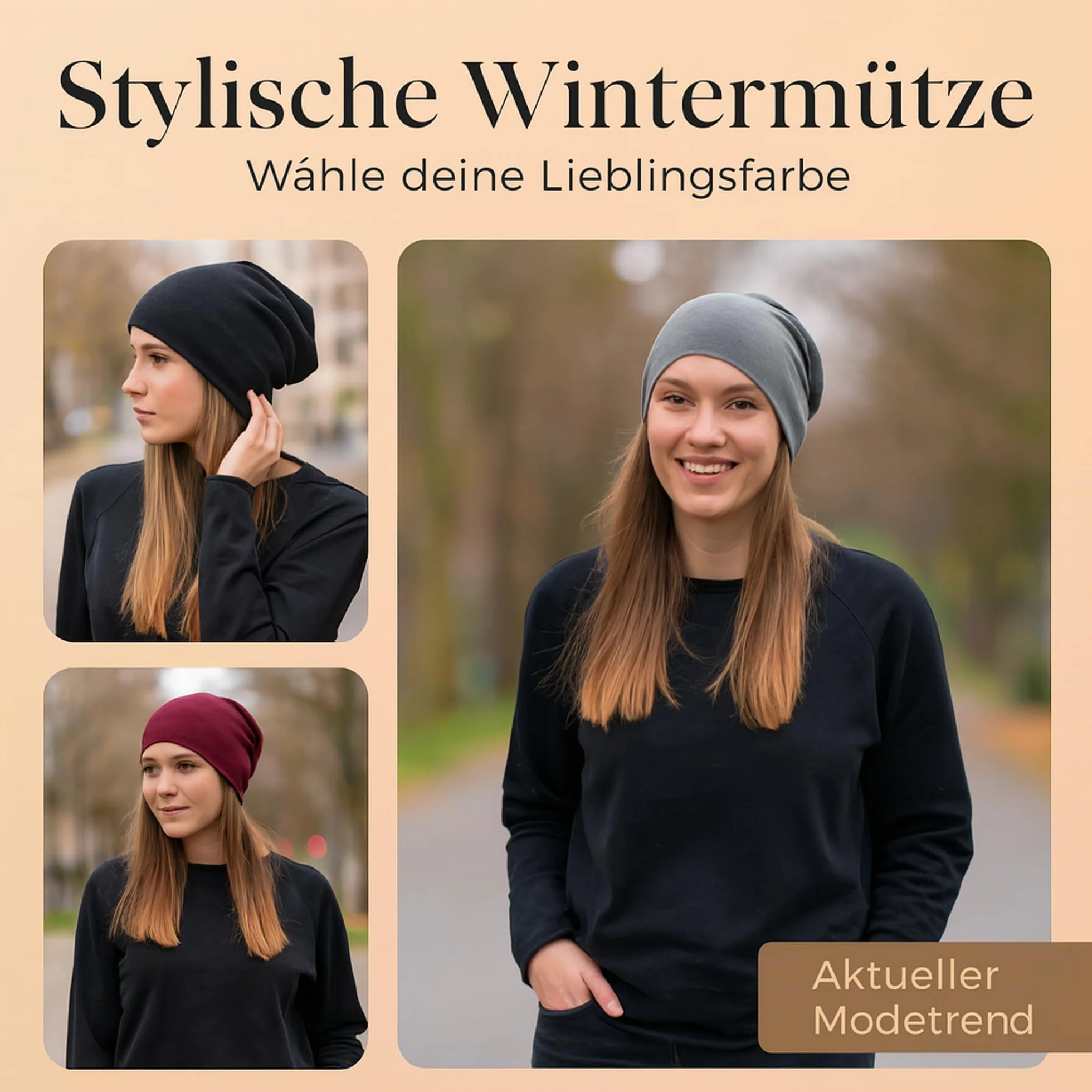 Slouch czapka beanie z długim rękawem, miękka, ciepła czapka zimowa z polaru, uniseks