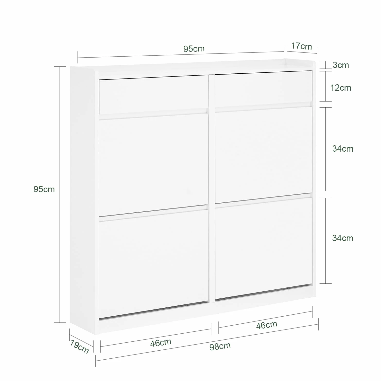 SoBuy FSR169-W szafka uchylna na buty 4 półki biała 98x95x19 cm