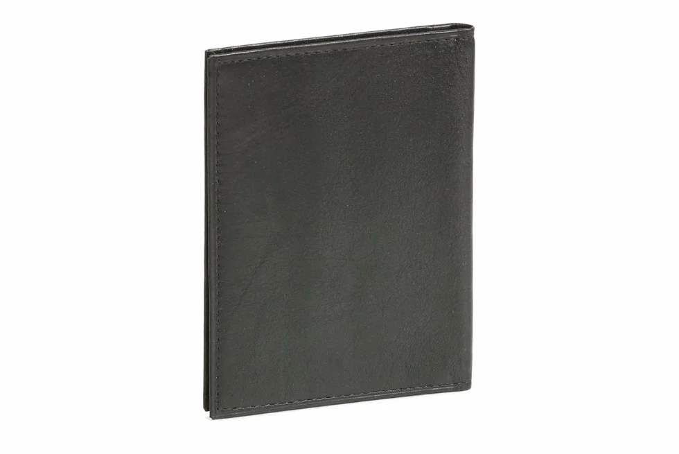 LEAS Teczka i etui na dowód osobisty z 2 okienkami, prawdziwa skóra, czarna kolekcja kart, czarny, 12,3x9cm, Teczka i etui na dowód osobisty z 2 okienkami