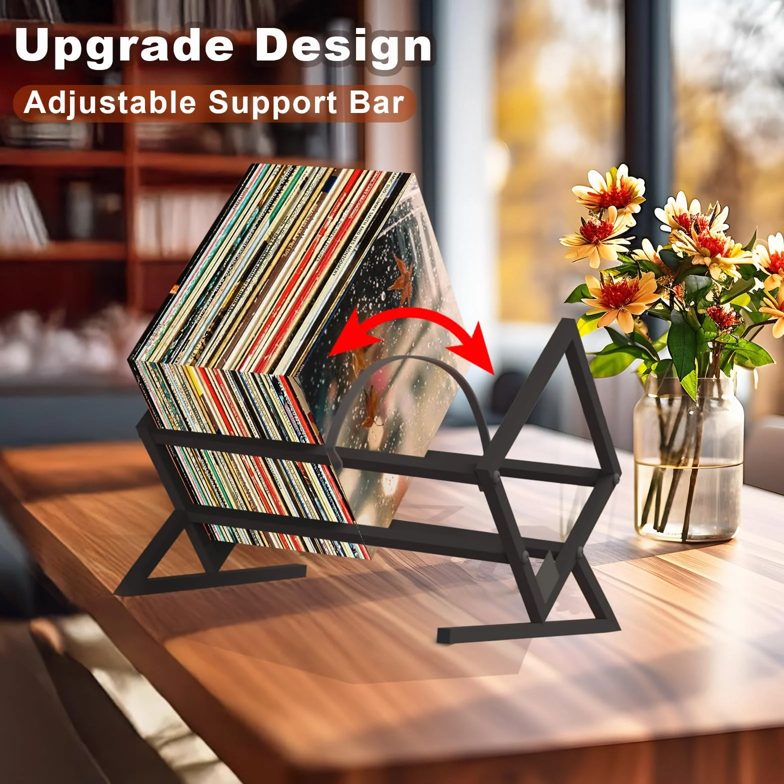 Metalowy stojak na winyle 80–100 LP, regał na płyty winylowe 40x28,5x30cm