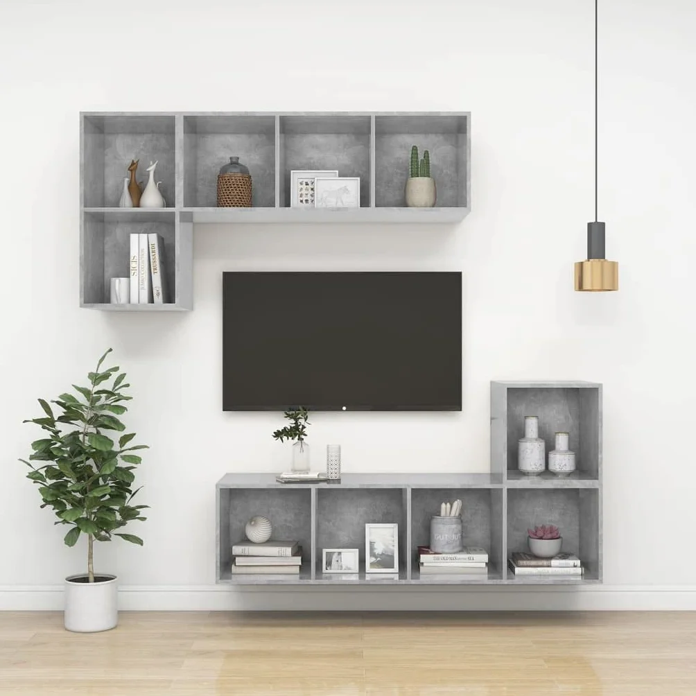 vidaXL Wisząca szafka pod TV, szarość betonu, 37x37x72 cm