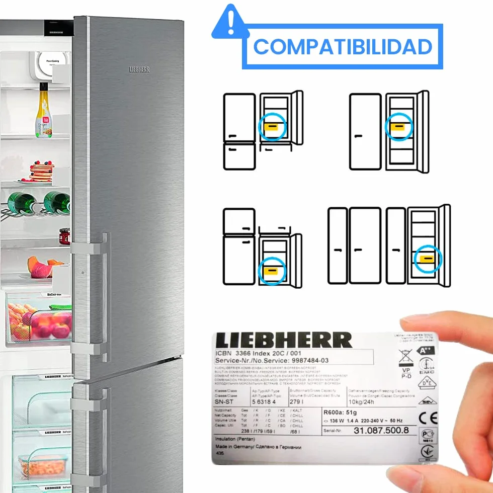 Liebherr 21312263 zestaw zawiasów do lodówki ze stali nierdzewnej