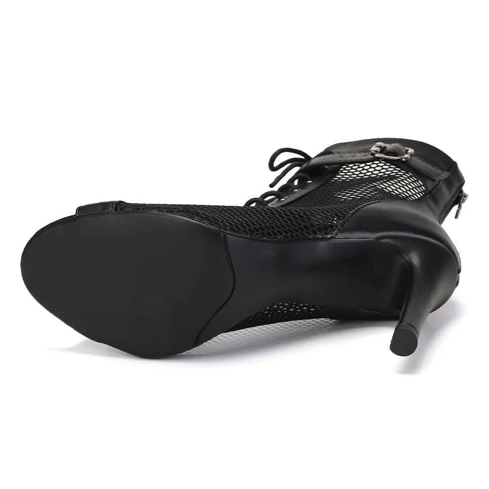Damskie buty do tańca latynoamerykańskiego z odkrytymi palcami buty do tańca na wysokim obcasie, model DSK92