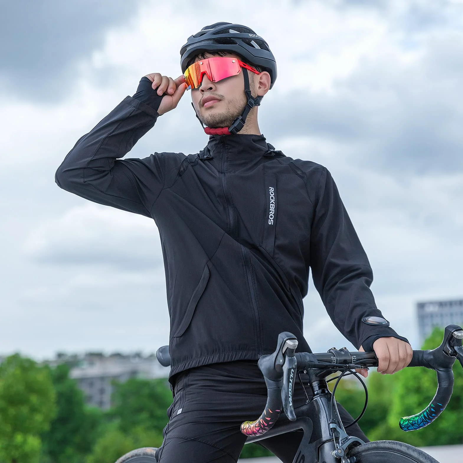 ROCKBROS Męska Kurtka Rowerowa, Elastyczna, Oddychająca, Kurtka do Biegania, Kurtka Miękkie Powłoki Softshell, Kurtka Letnia/Jesienna, M-4XL