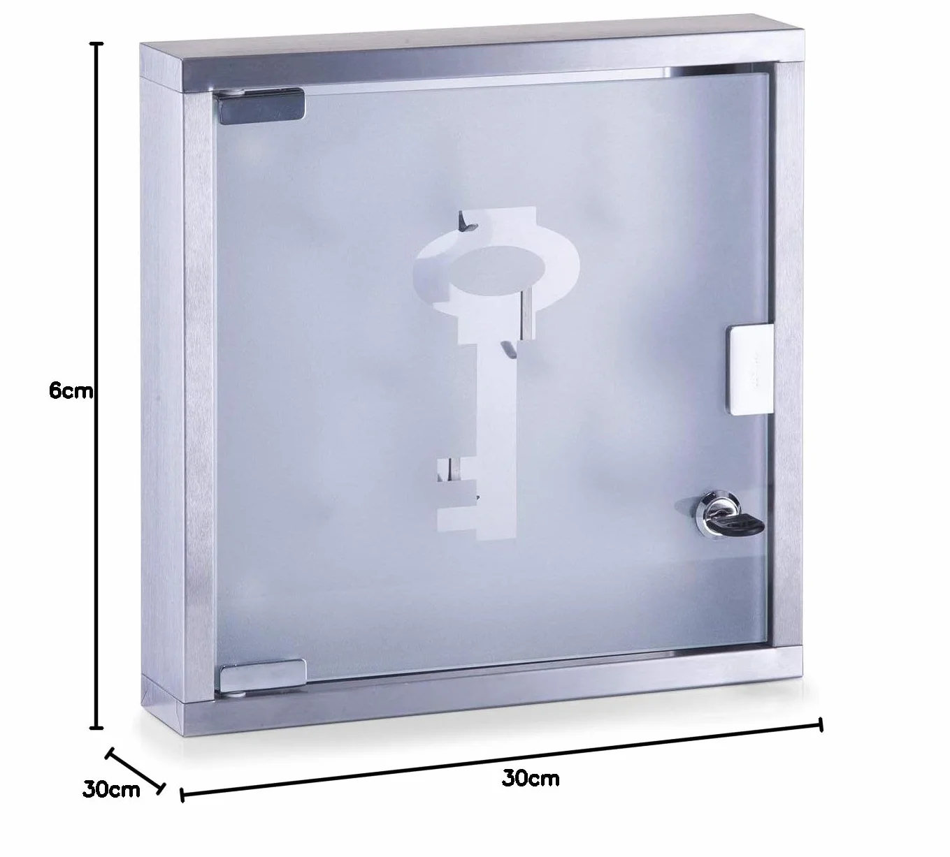 Zeller szafka na klucze 30 x 6 x 30 cm stal nierdzewna szkło