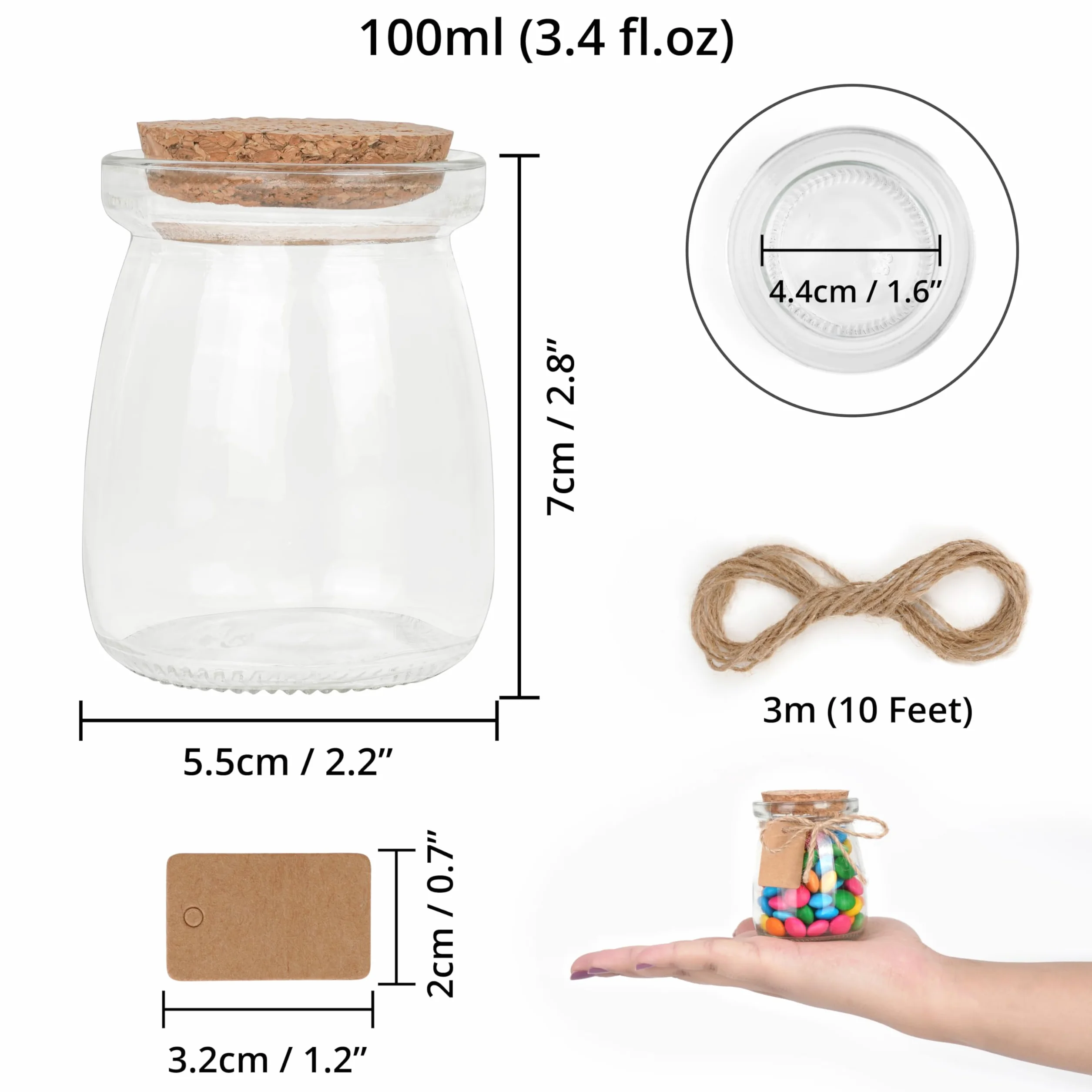 Słoiki szklane 100ml z korkami Winter Shore na prezenty weselne