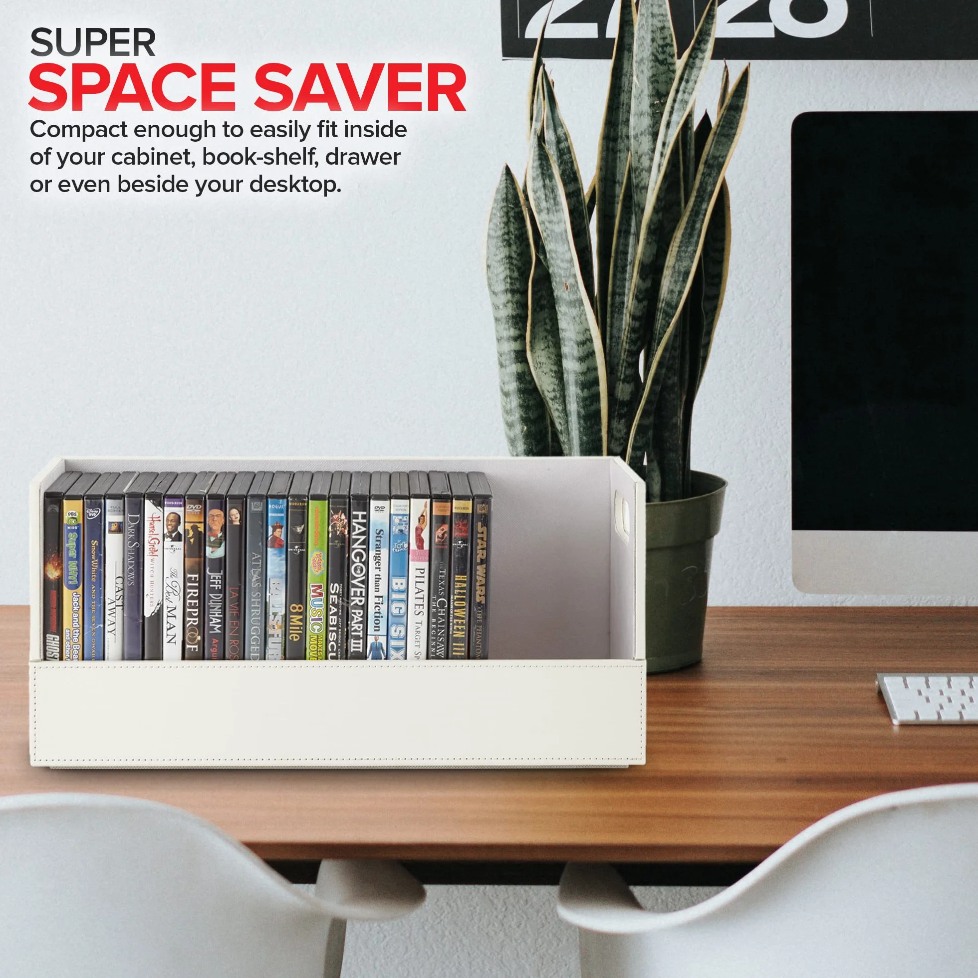 Stock Your Home Pudełko do przechowywania DVD, organizer na półkę filmową na Blu-Ray, etui na gry wideo, płyty CD, stojak na taśmę VHS, uchwyt na płyty, może pomieścić do 28 płyt DVD, sztuczna skóra