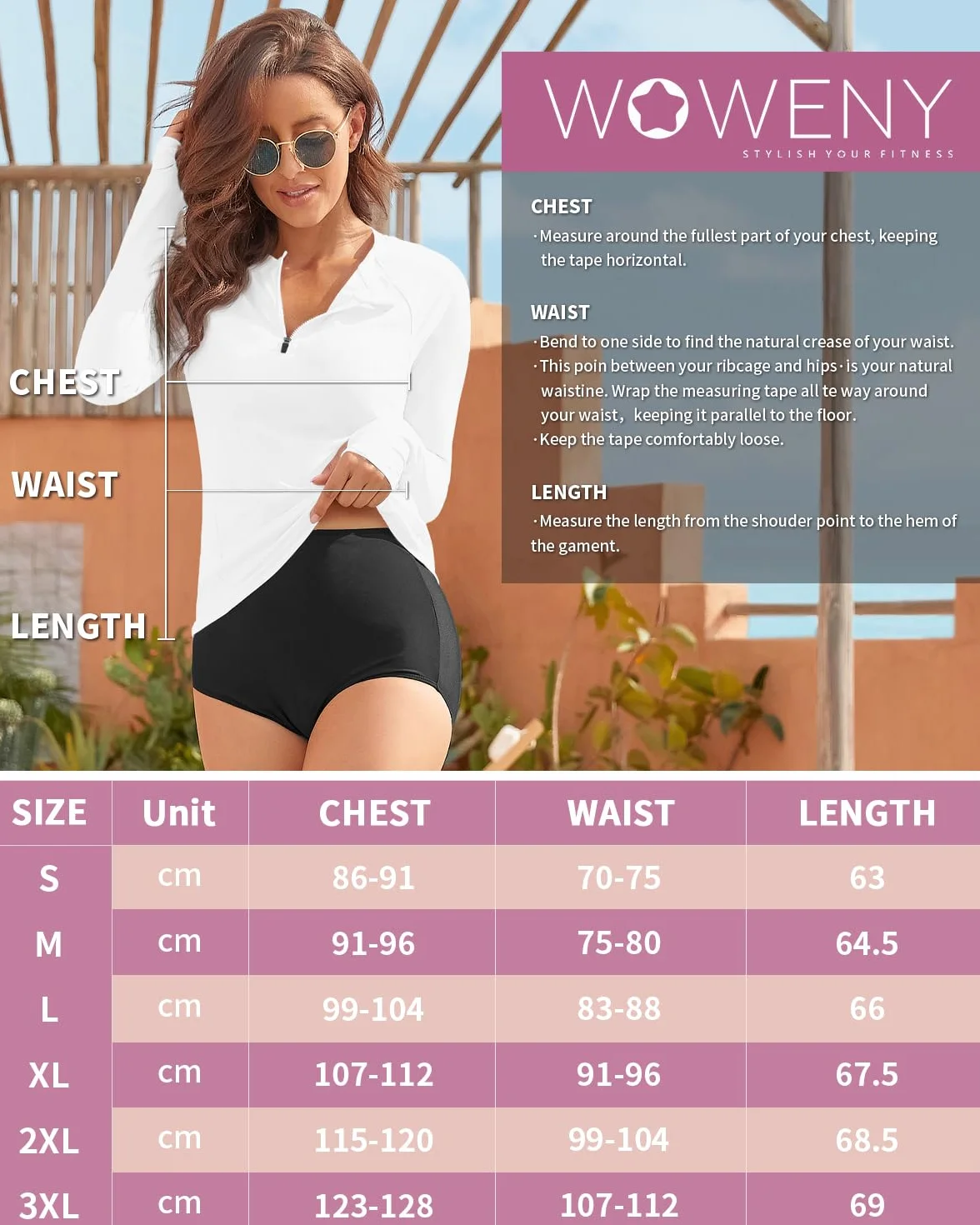 WOWENY Rashguard damska koszula ochronna UV z długim rękawem UPF 50+ koszula do pływania na wodę, plażę, surfing, pływanie, szybkoschnąca