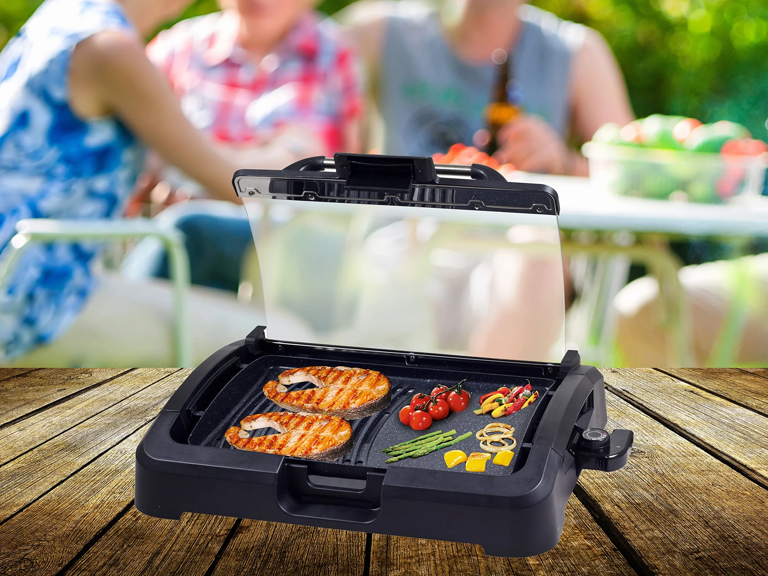 Beper Grill elektryczny ze zdejmowaną szklaną pokrywką