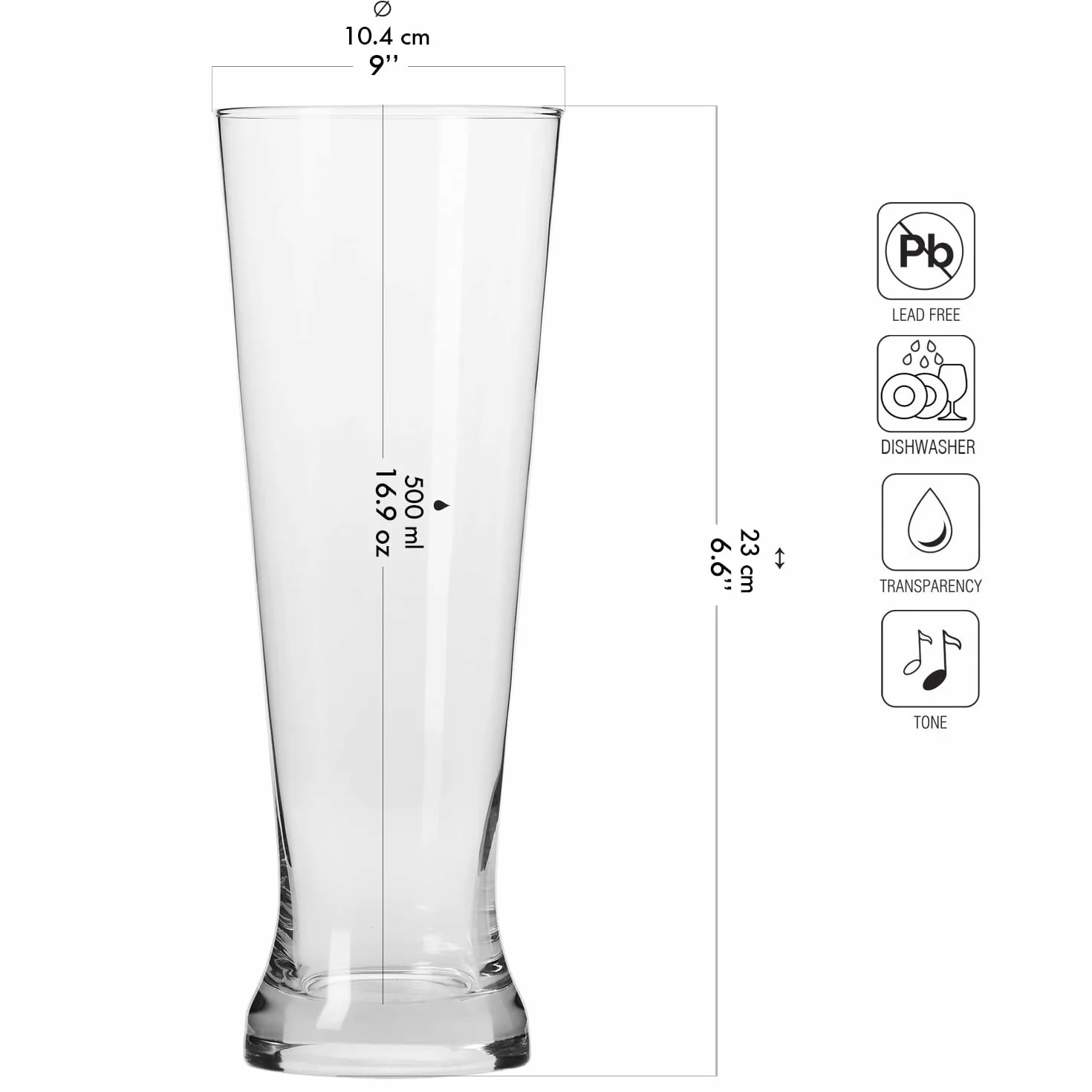 KROSNO Zestaw 6 Szklanek do Degustacji Piwa 420 Ml 500 Ml Kolekcja Brewery