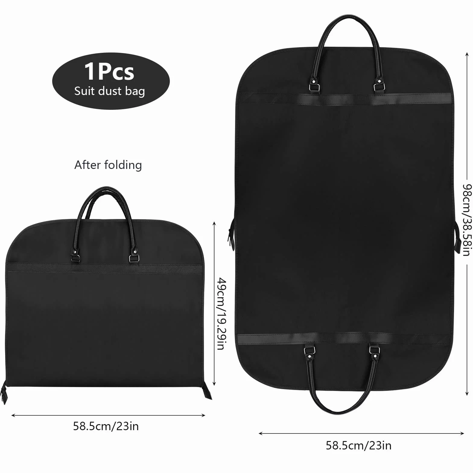 Pokrowiec na ubrania 60x100 cm składany podróżny pyłoszczelny Oxford czarny