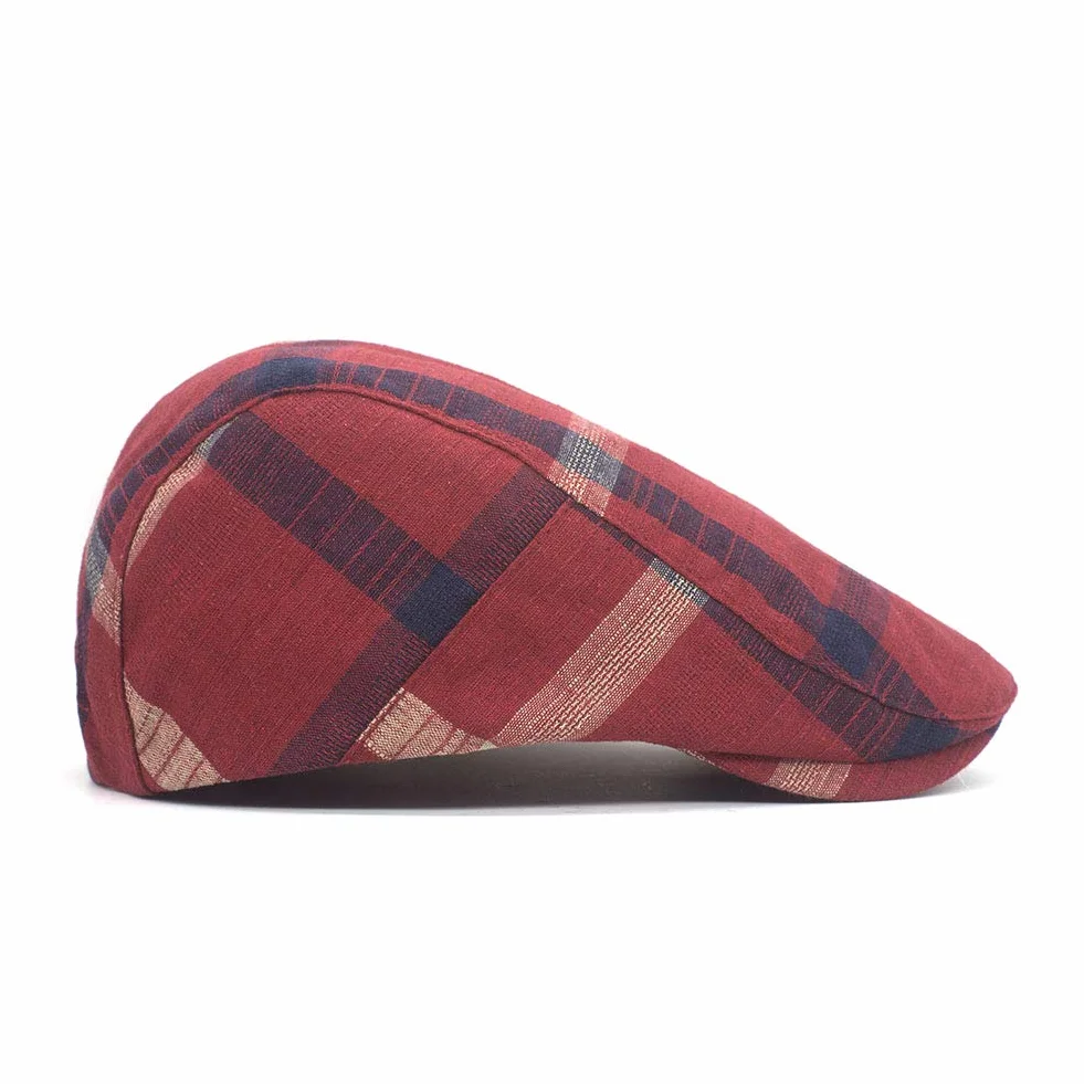 Męska Czapka Gatsby Newsboy Flat Cap Beret Wzór w kratę