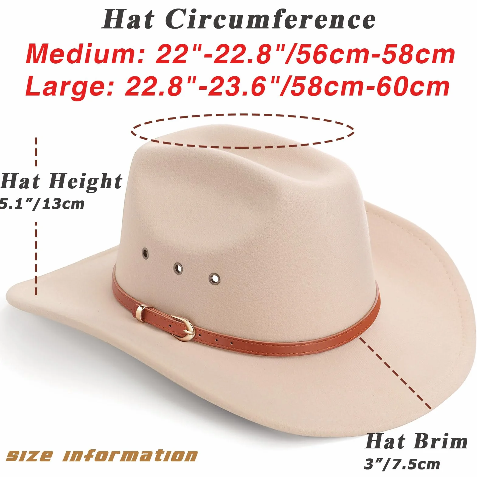 DRESHOW Kapelusz Kowbojski dla Kobiet Kapelusze Filcowe Cattleman Western Retro Fedora Outdoorowy Kapelusz Kowbojski z Szerokim Rondem i Paskiem z Klamrą