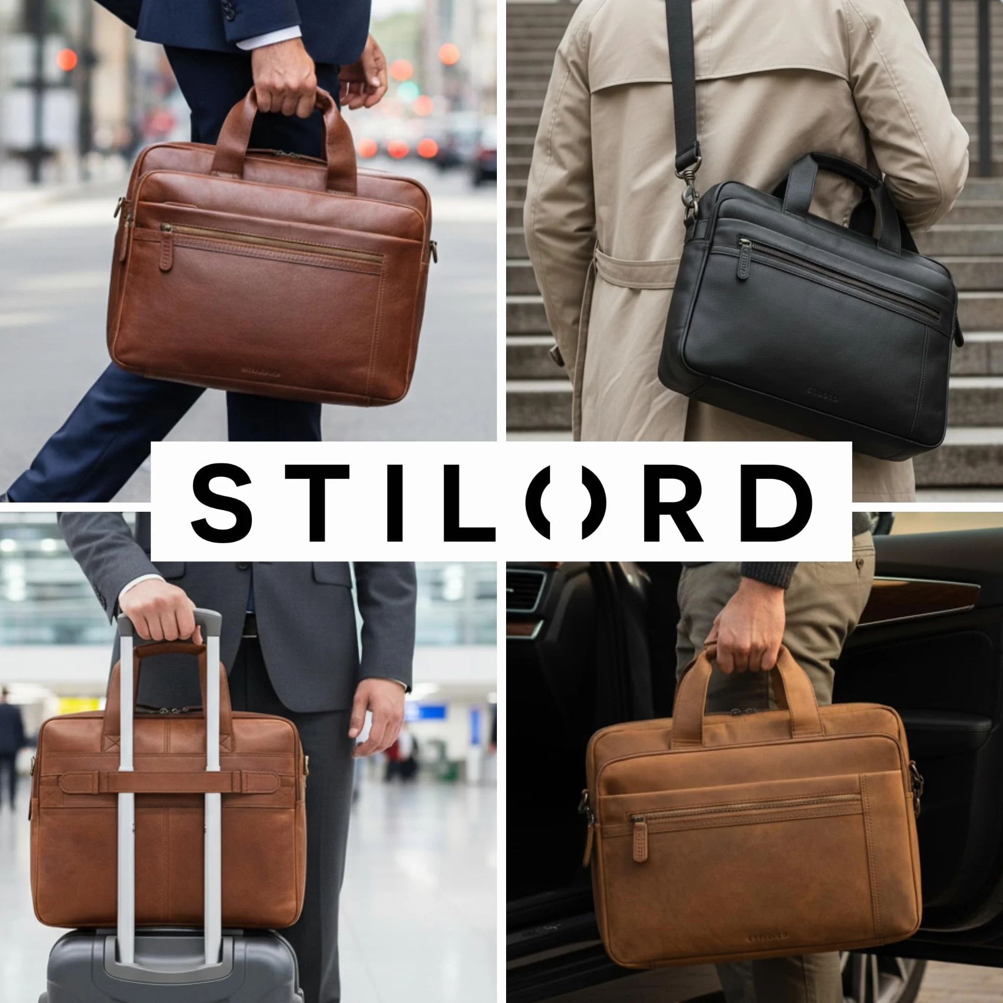 STILORD "Alberto" Duża Torba Na Laptopa 15,6" Skórzana Aktówka Męska Torba Na Dokumenty A4 Elegancka Teczka Z Uchwyt Na Trolley Skóra Naturalna Kolor:maraska - brązowy