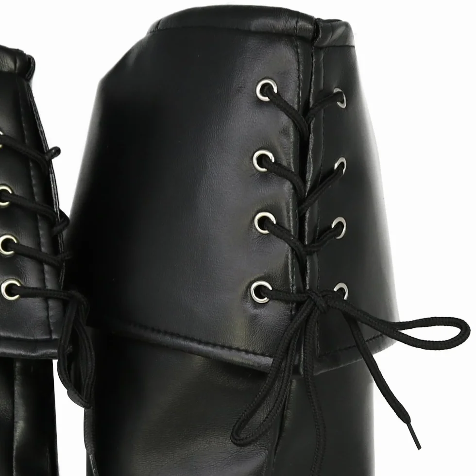 COM-FOUR® getry wykonane z czarnej skóry syntetycznej, nakladki na buty na karnawal, karnawal, Halloween i imprezy tematyczne, jeden rozmiar, 60 cm