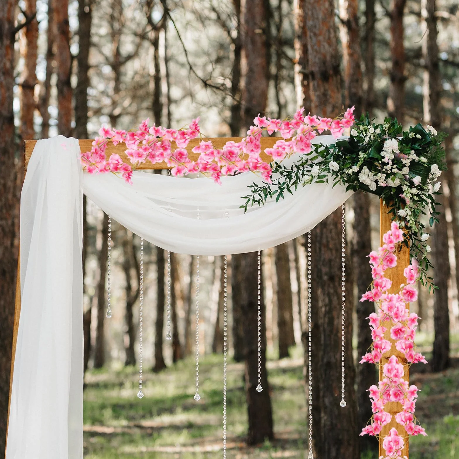 Girlanda ze sztucznych kwiatów wiśni, 1,8 m, wisząca emulacja, kwiaty wiśni, dekoracja na wesele, imprezę, łuk, nadaje się do użytku na zewnątrz i wewnątrz, dekoracja ścienna (różowa)