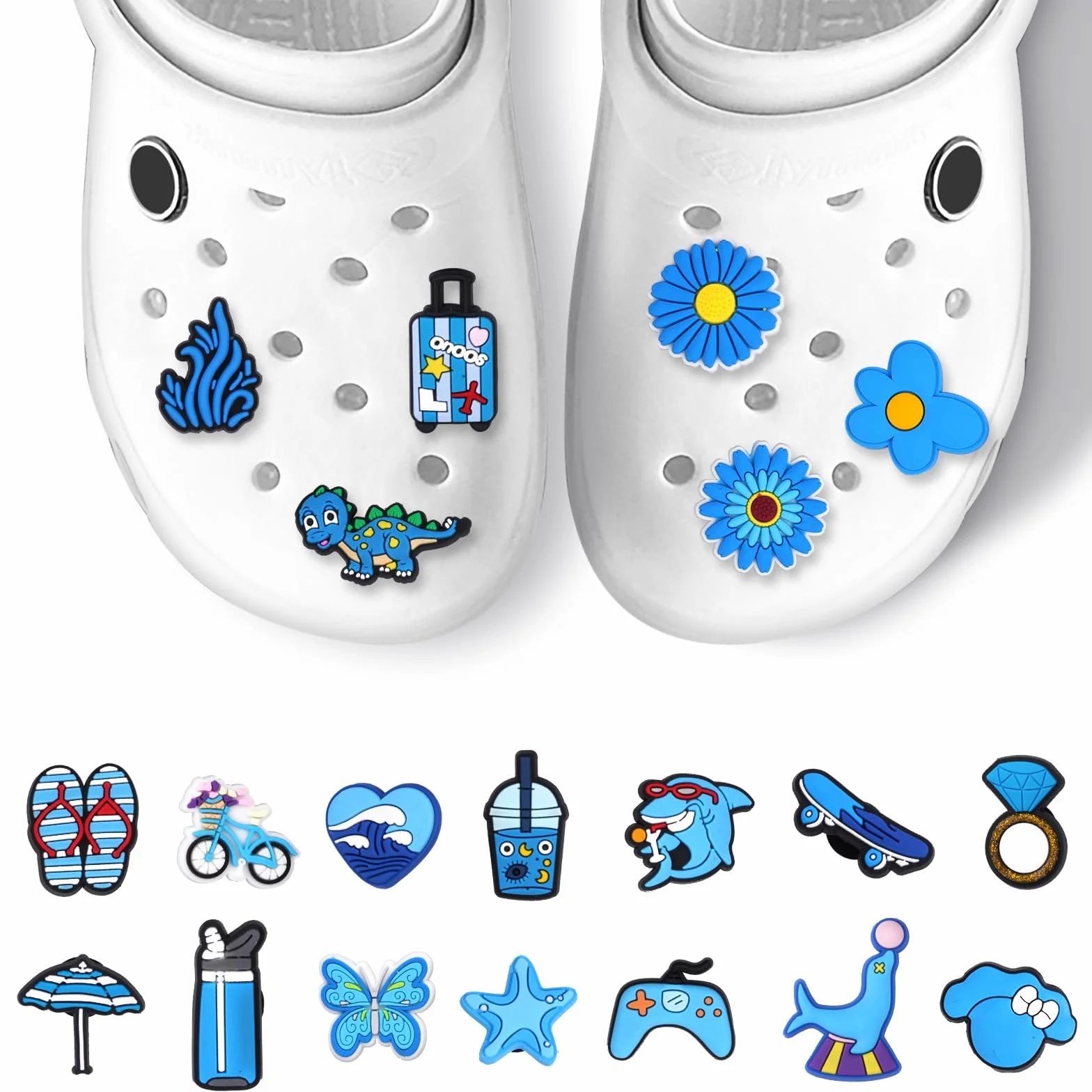 AUAUY Charms do butów, zawieszka w kształcie kwiatka do butów Crocs, akcesoria do bransoletki do butów Crocs, urocza dekoracja butów dla dziewcząt, chłopców i dorosłych, PCW