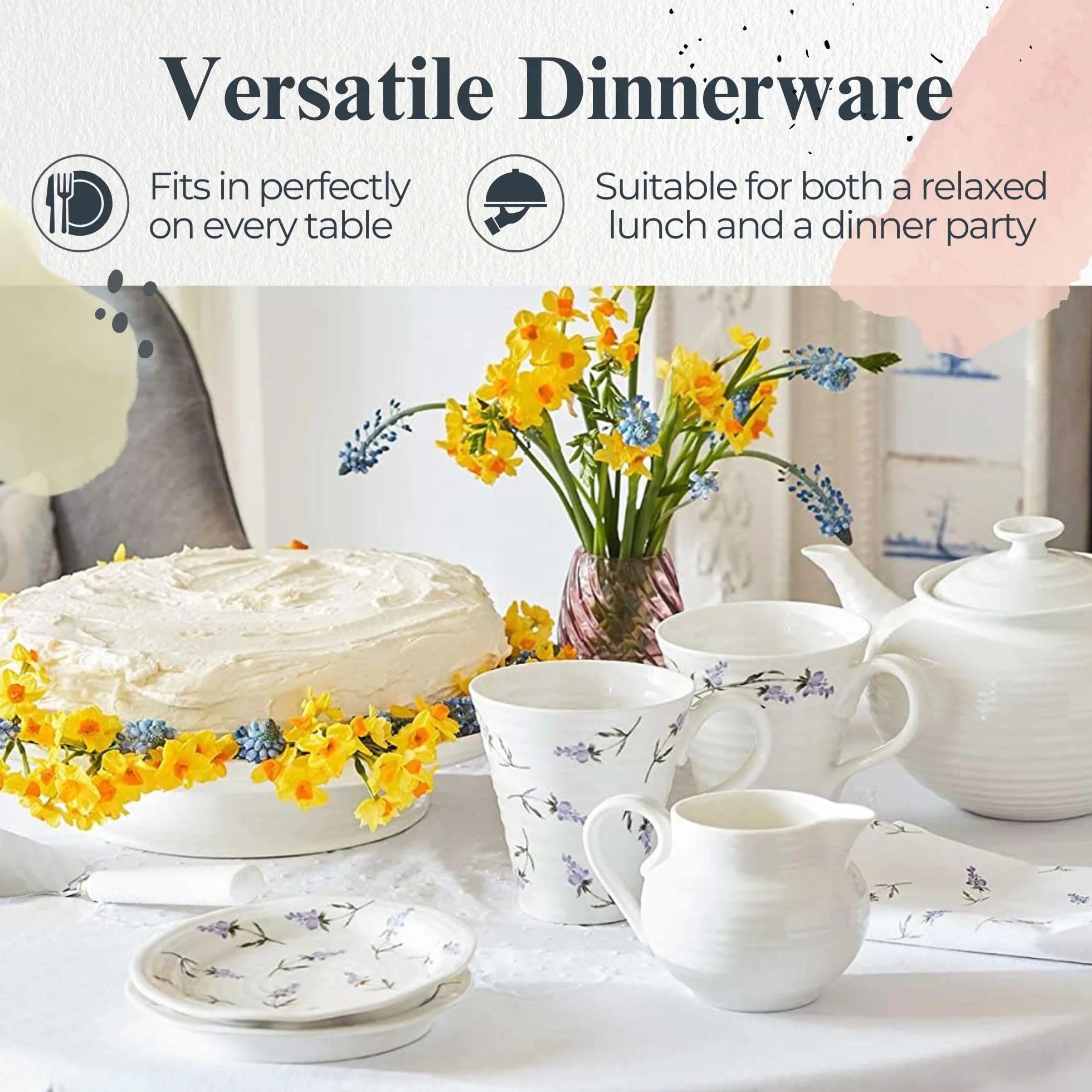 Portmeirion Sophie Conran Lavandula zestaw 4 talerzy bocznych porcelanowych 15 cm