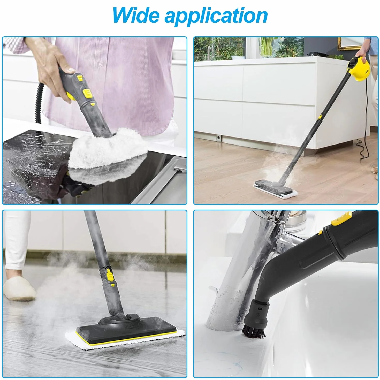 Akcesoria do parownic Kärcher Easyfix SC1 SC2 SC4 SC5, zestaw 13 mikrowłóknistych ściereczek, z mikrowłóknistymi ściereczkami do podłóg, ściereczkami szlifującymi, dyszą do ręcznego czyszczenia