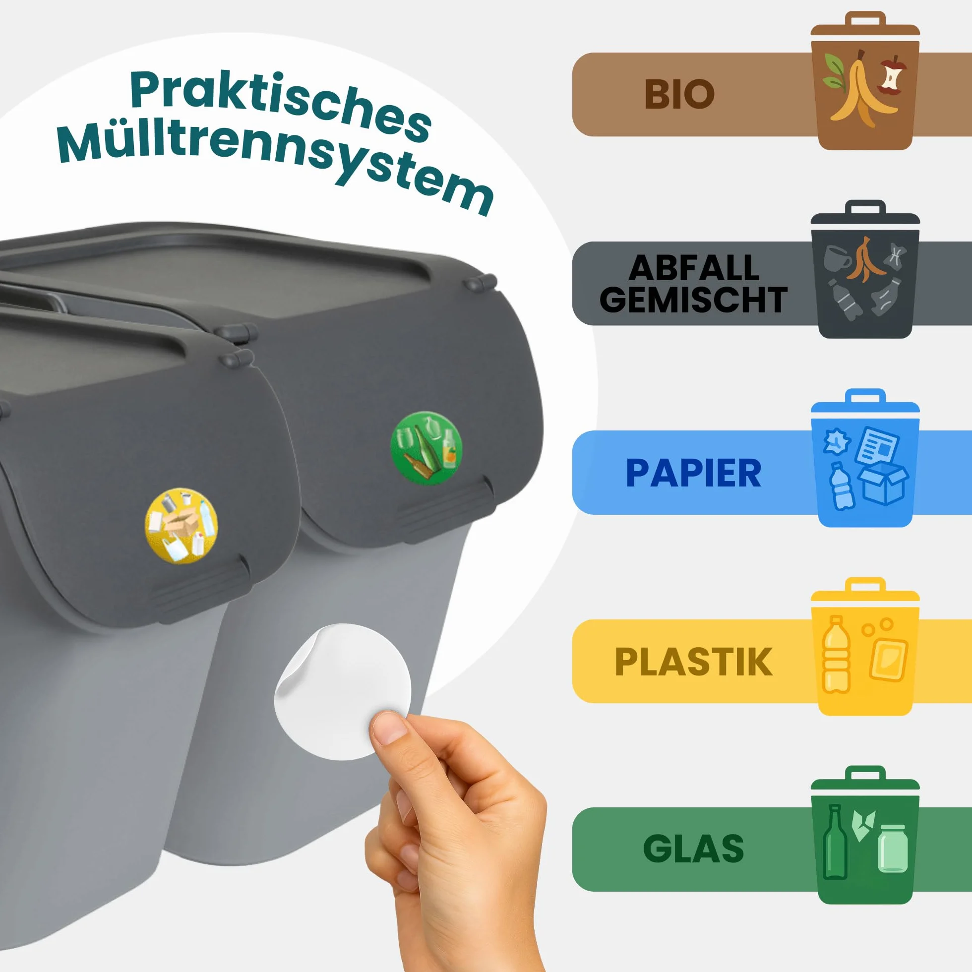 Kamai Kosz na śmieci 40 l z pokrywką i uchwytem z tworzywa sztucznego