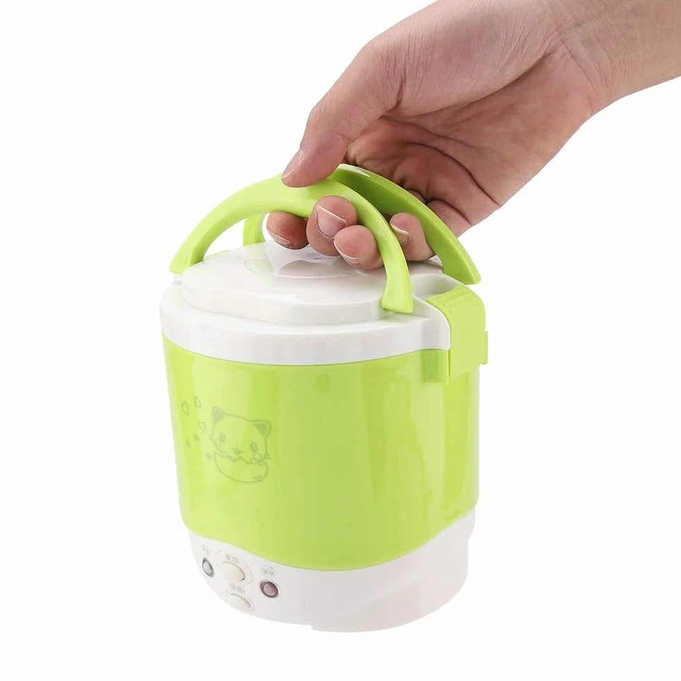 Elektryczny Parowiec do Gotowania Ryżu 12V 100W Przenośny z powłoką nieprzywierającą Podwójne Wiadro PP (GREEN)