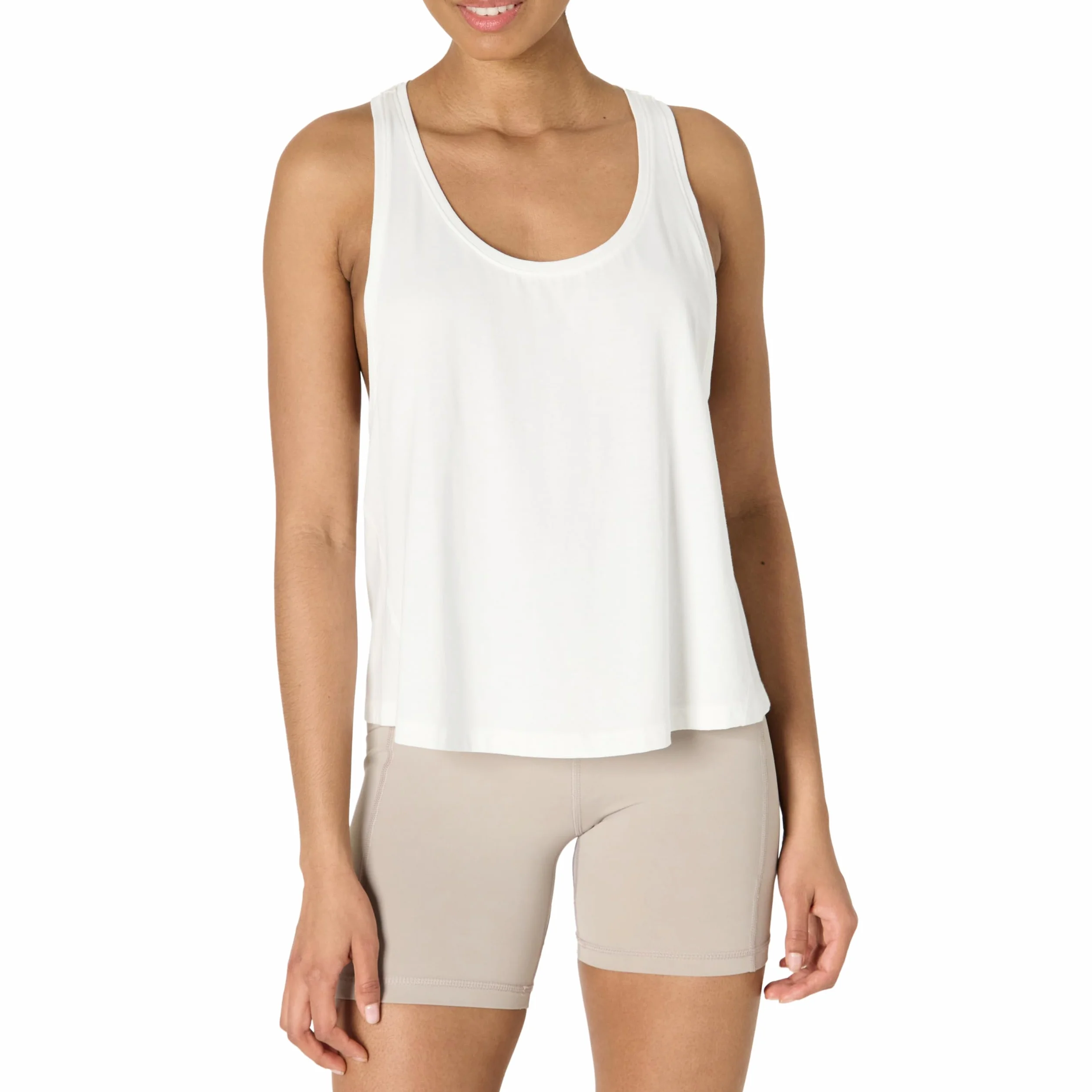 Amazon Essentials Damska koszulka sportowa z miękkiej bawełny typu racerback luźny krój lekka koszulka do ćwiczeń jogi z opuszczonymi otworami na ramiona