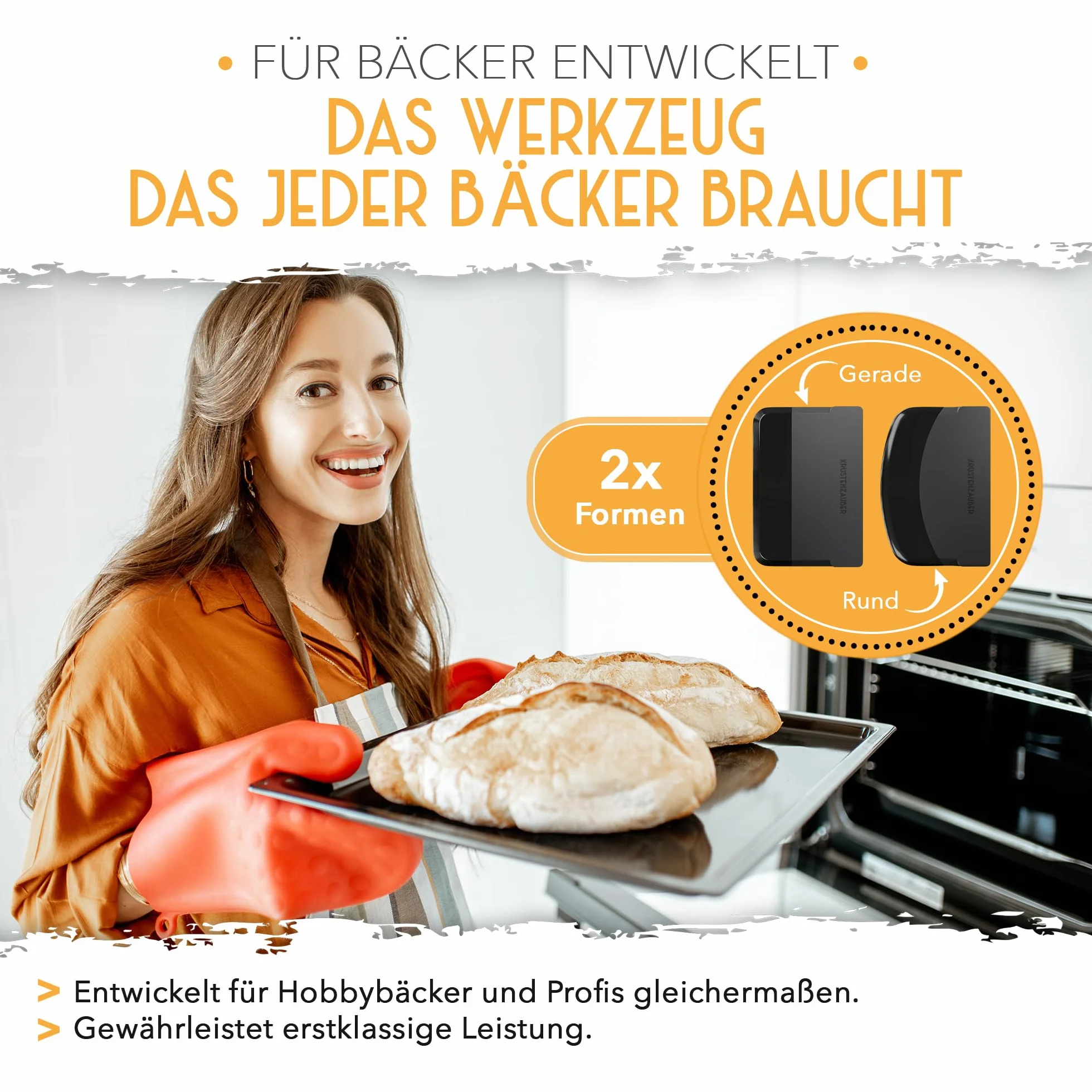 KRUSTENZAUBER Zestaw 2 łopatek do ciasta – praktyczna karta do formowania ciasta – elastyczna łopatka do ciasta lub jako akcesoria do pieczenia chleba – do skrobania, formowania, wygładzania i