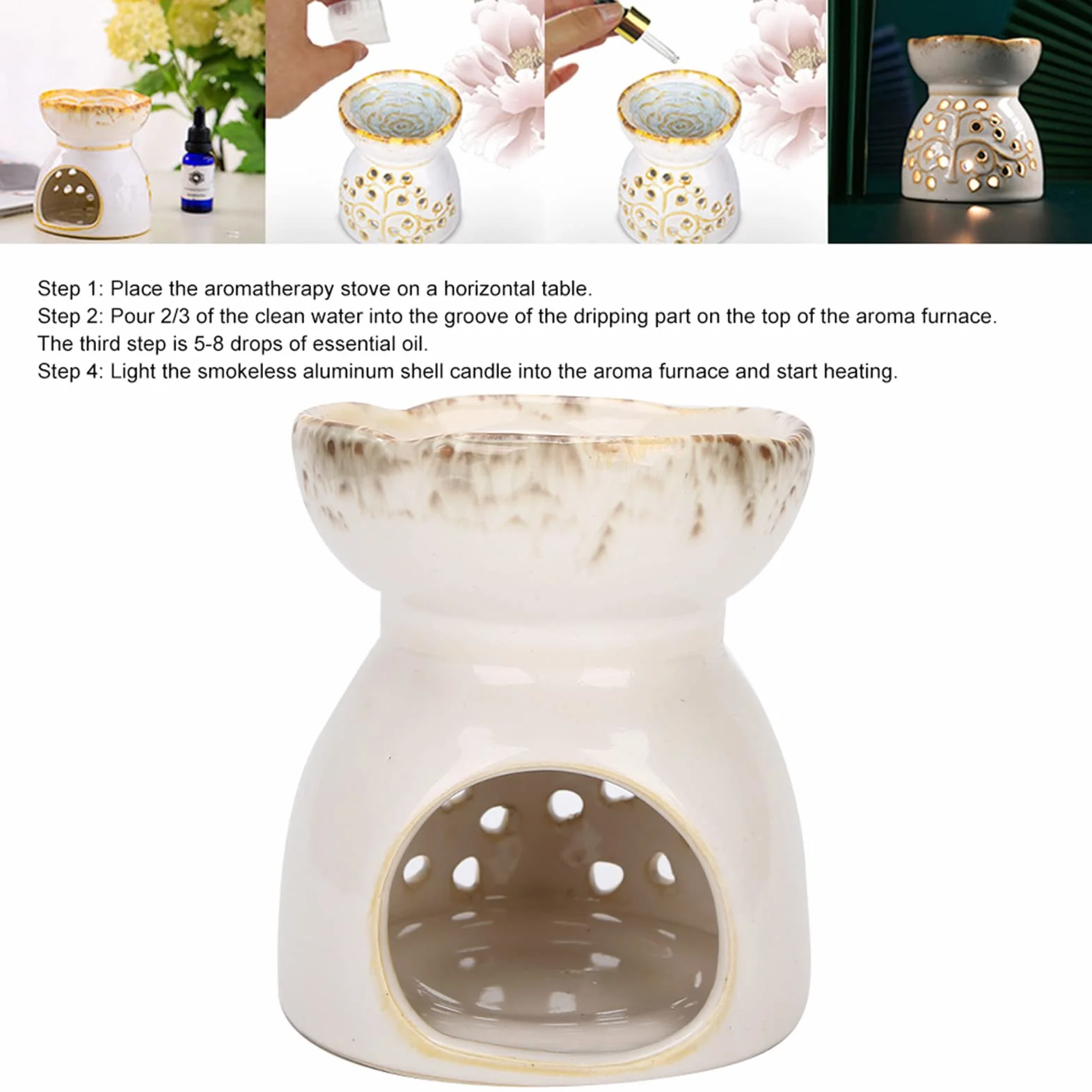 Podgrzewacz do Topienia Wosku Tea Light, Ceramiczny Palnik Zapachowy Palnik Woskowy Palnik Olejowy do Olejków Zapachowych Olejek Zapachowy Palnik świetlny Świeca Piec do
