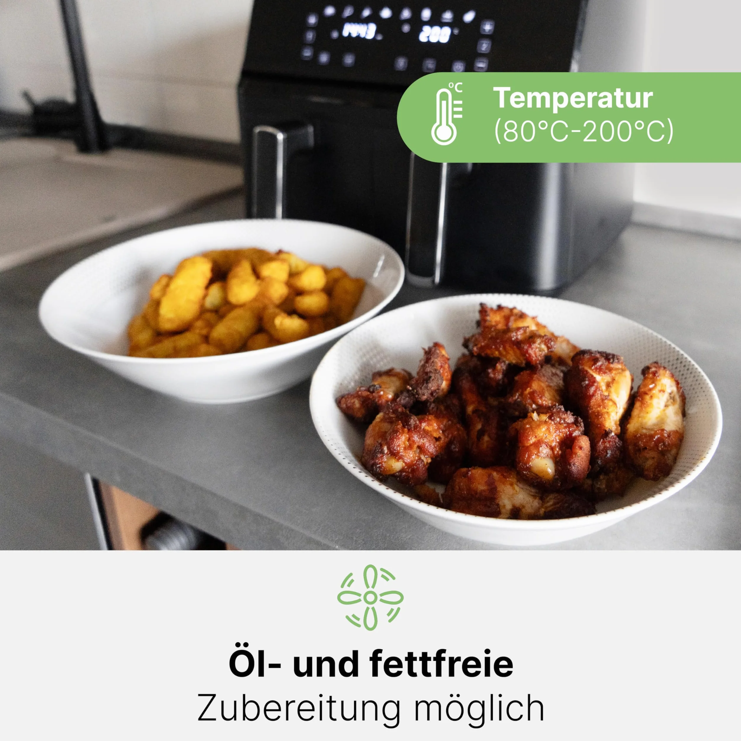 Clatronic Xxl Frytkownica Beztłuszczowa, Czarny, 8 L