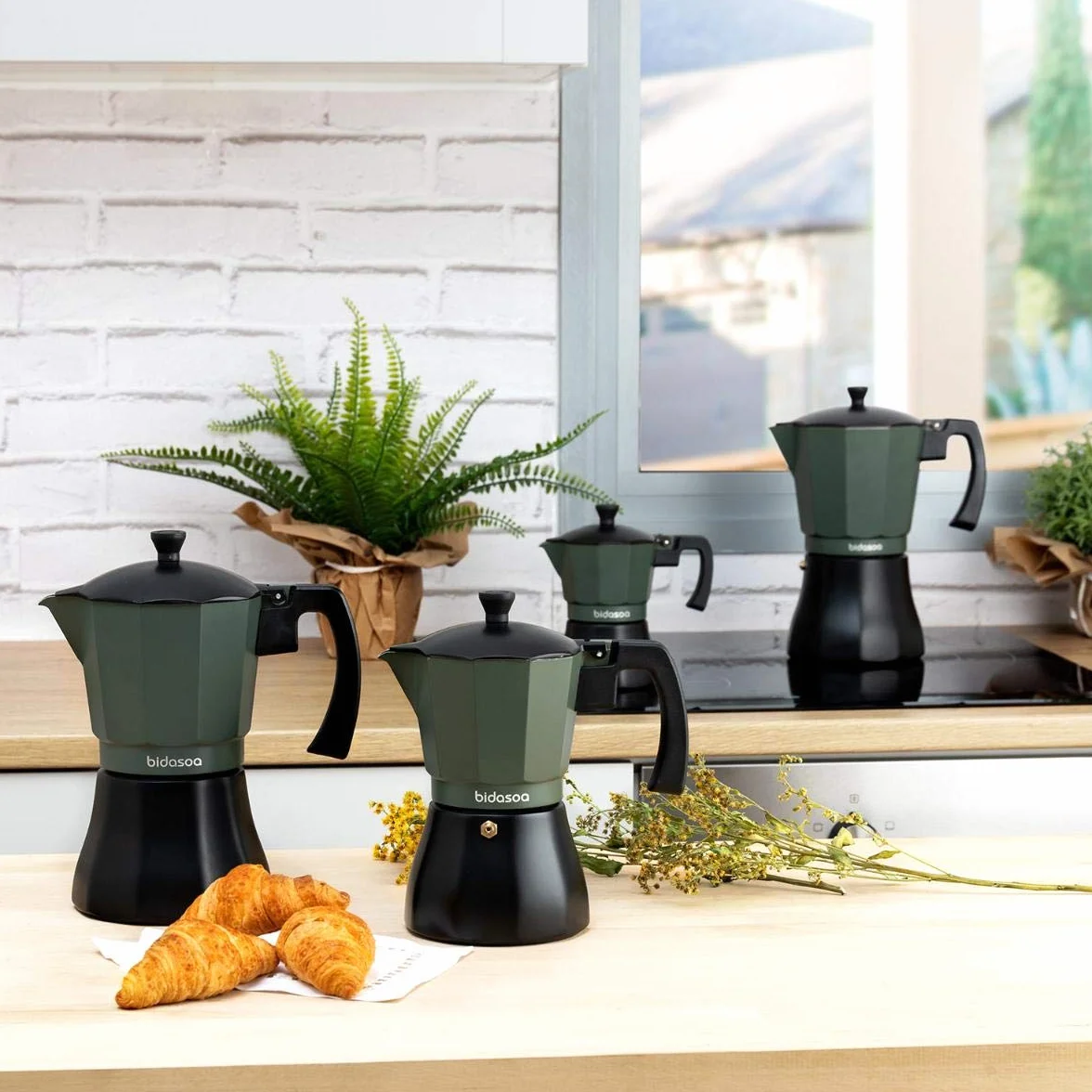 Bidasoa 7605009 CAFETERA 9T VERA ALUM INDUC BD ekspres do kawy, aluminium, zielony