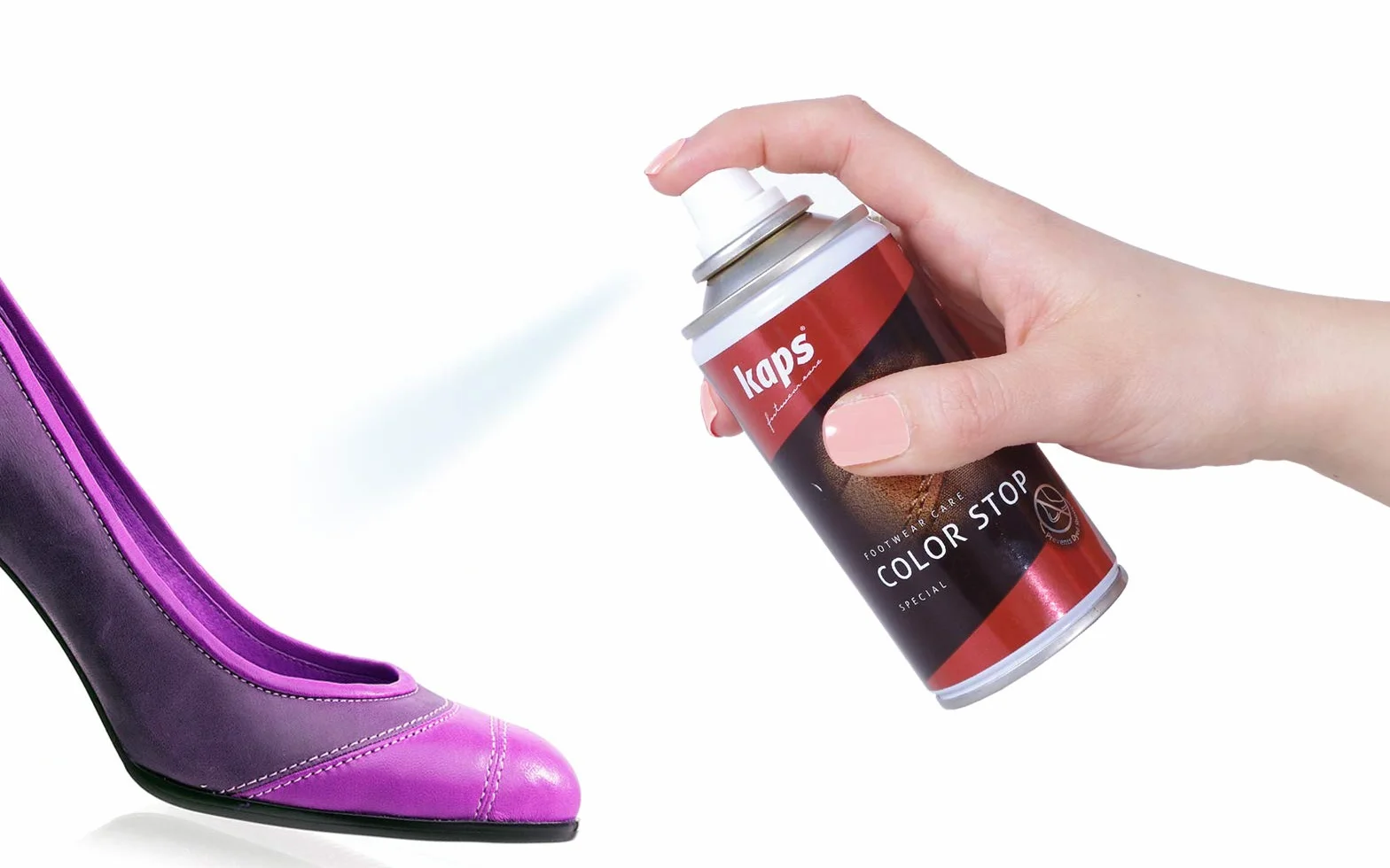 Spray Zapobiegający Plamom na Skórzanych Butach i Torbach – Nigdy Więcej Plam na Skarpetach i Stopach – Color Fastener Fixer Spray Blokujący Plamy – Zapobiegający Plamom Kaps Color Stop - 150 ml
