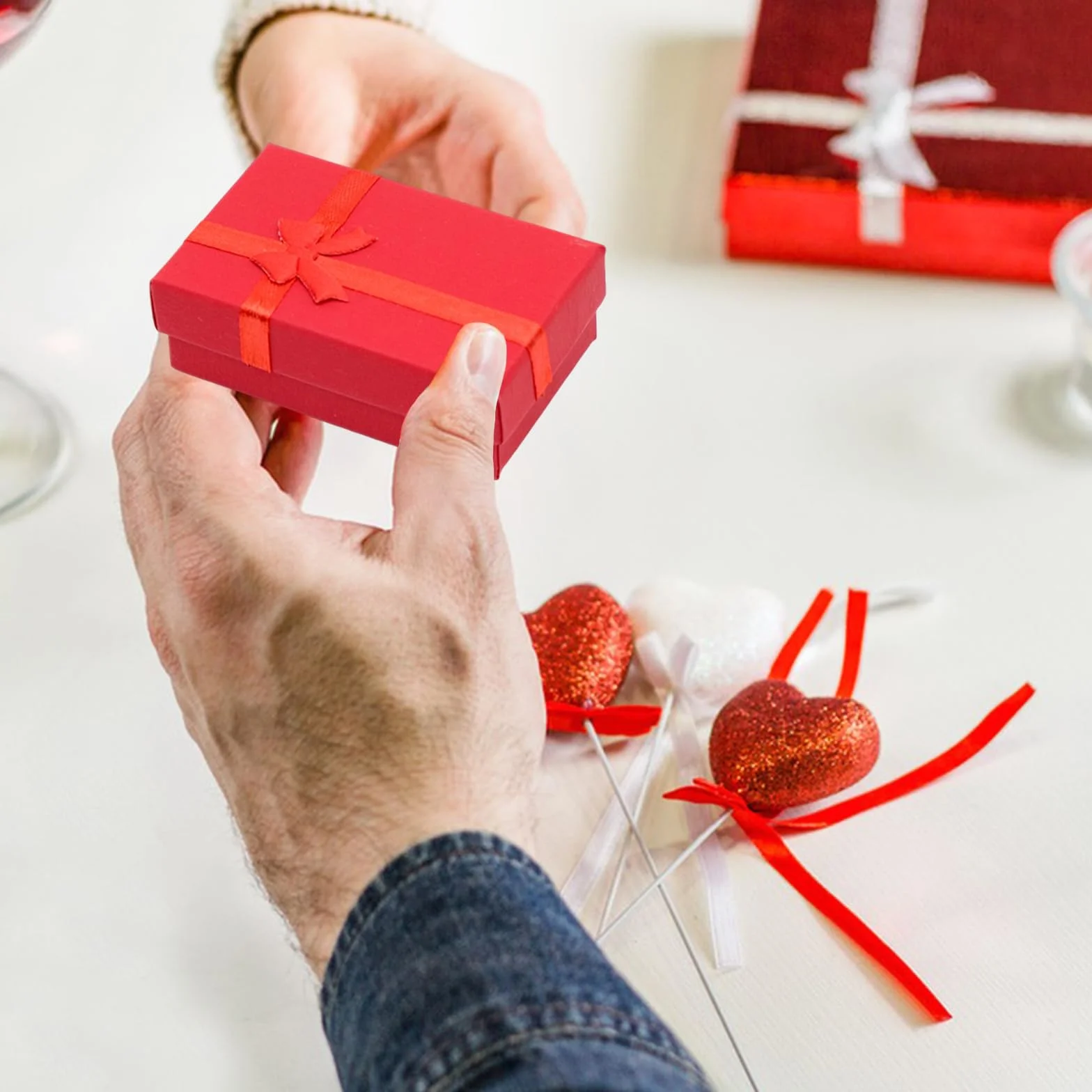 Zestaw 24 pudełek na prezenty na papierową biżuterię, eleganckie prostokątne pudełka na prezenty, kartonowe pudełka pakowe do prezentacji biżuterii na pierścionki, kolczyki i naszyjniki 8 x 5