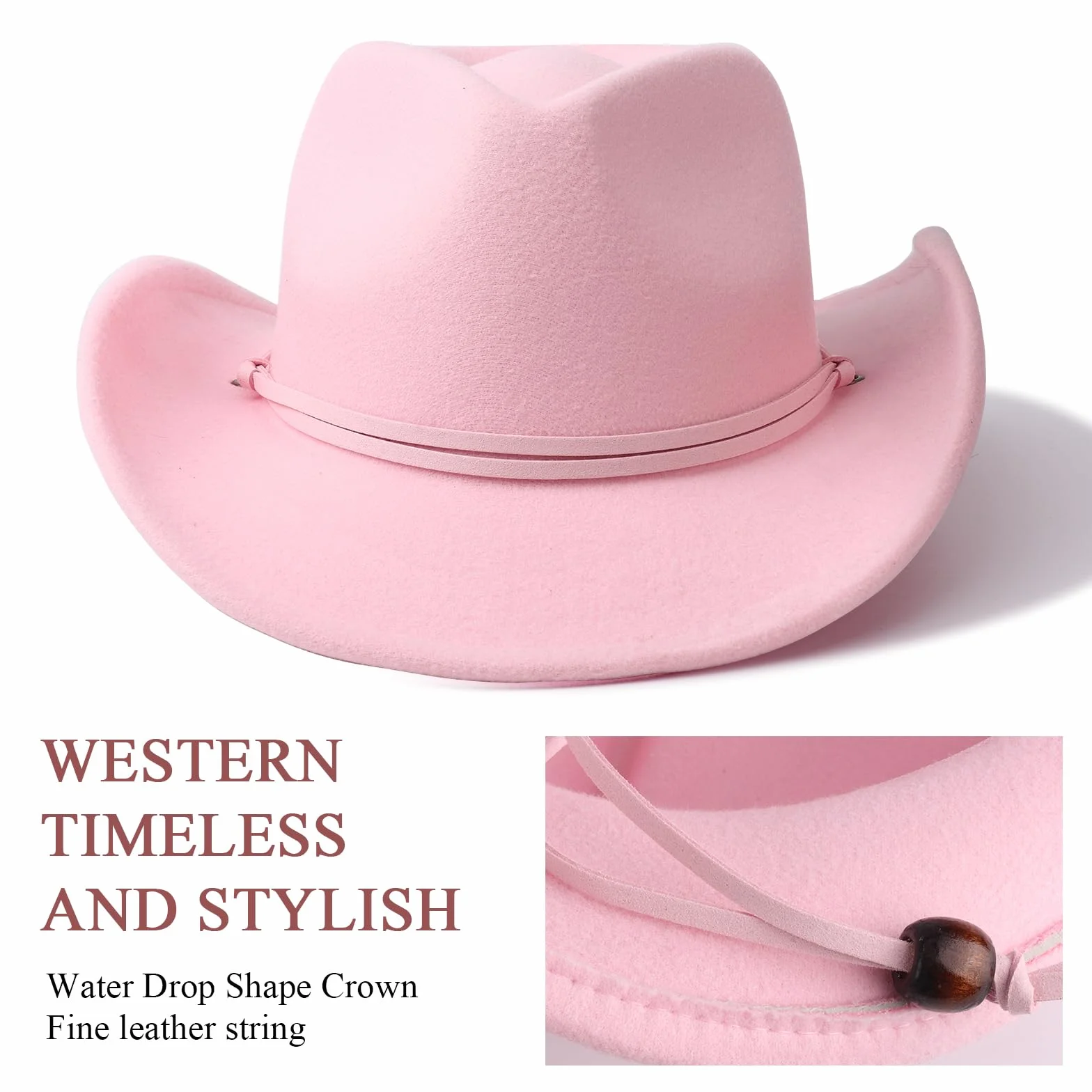 DRESHOW Kowbojski Kapelusz dla Chłopców i Dziewczynek Klasyczna Zachodnia Filcowa Fedora Zapięcie na Pasek Retro Panama Kapelusze ze smyczą wiatrową Unisex Zwijane Czapki dla Dzieci 3-8 Lat