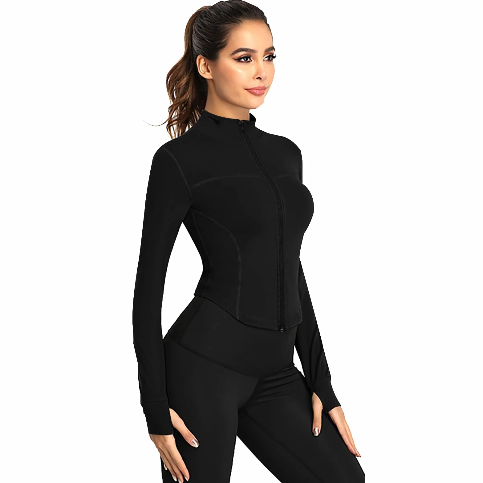 flintronic Damska kurtka do biegania, topy na siłownię, koszulka sportowa, slim fit, oddychająca odzież sportowa do fitnessu, treningu, jogi, krótkie topy