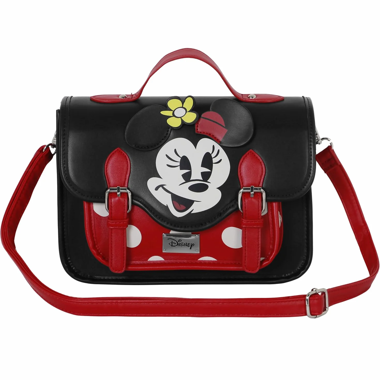 Myszka Minnie Face-Torebka-Plecak Satchel, Czarna, 26 x 20 cm