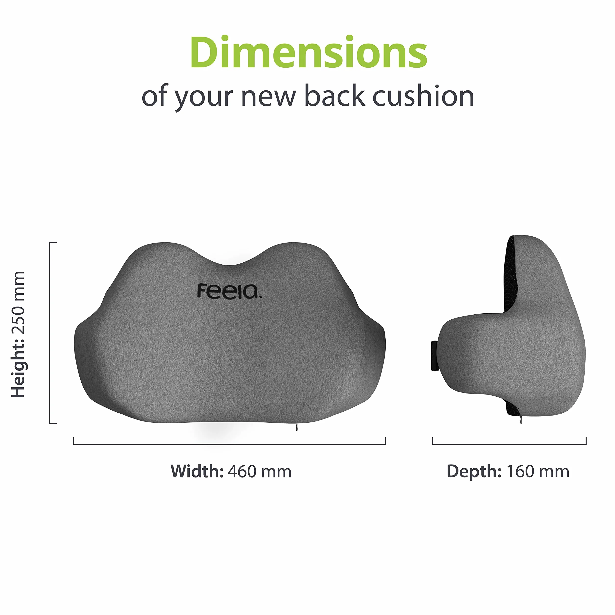 feela.® Ergonomiczne poduszki na plecy | Poduszka lędźwiowa do krzeseł standardowych, krzeseł do gier i krzeseł biurowych | Poduszka z pianki memory – łagodzi ból pleców i poprawia postawę