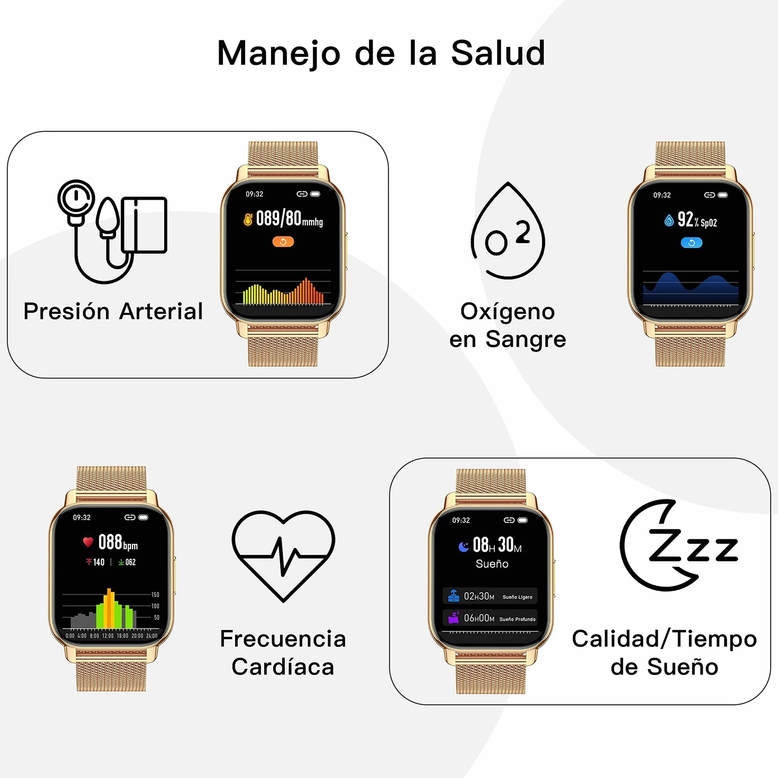 Popglory Damski smartwatch, funkcja odbierania połączeń, pomiar ciśnienia krwi, tętna i snu, ponad 100 sportów, Android, iOS