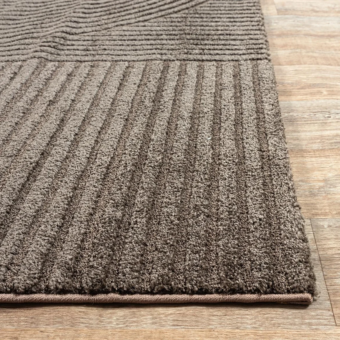 the carpet Everest Nowoczesny dywan z krótkim włosiem, do salonu, sypialni, z mocnym efektem głębi i efektem 3D, wysoka gęstość włosia, miękki w dotyku, wzór panglao, brązowy, 140 x 200 cm