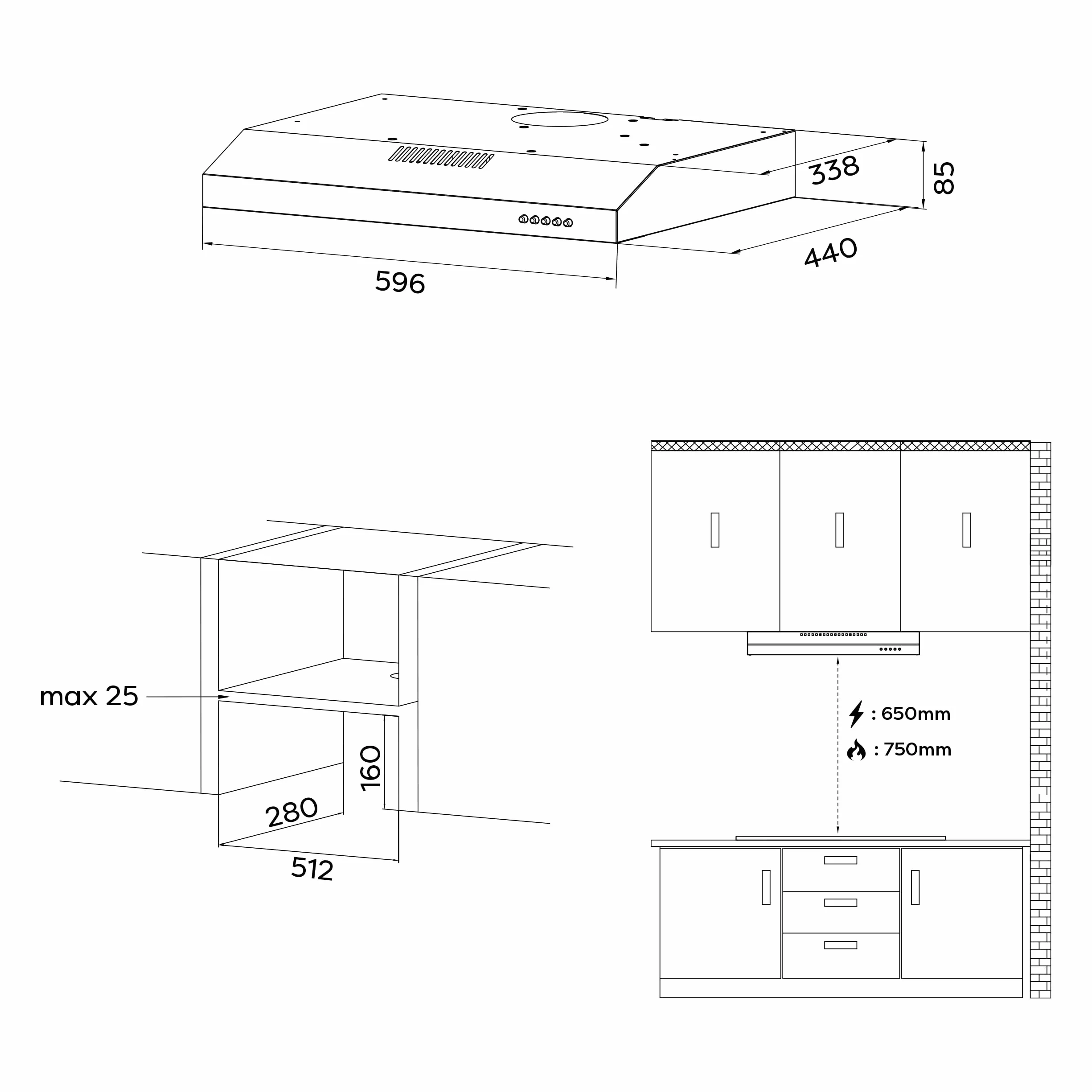 CIARRA AWS6903D Okap kuchenny 60 cm stal nierdzewna A+