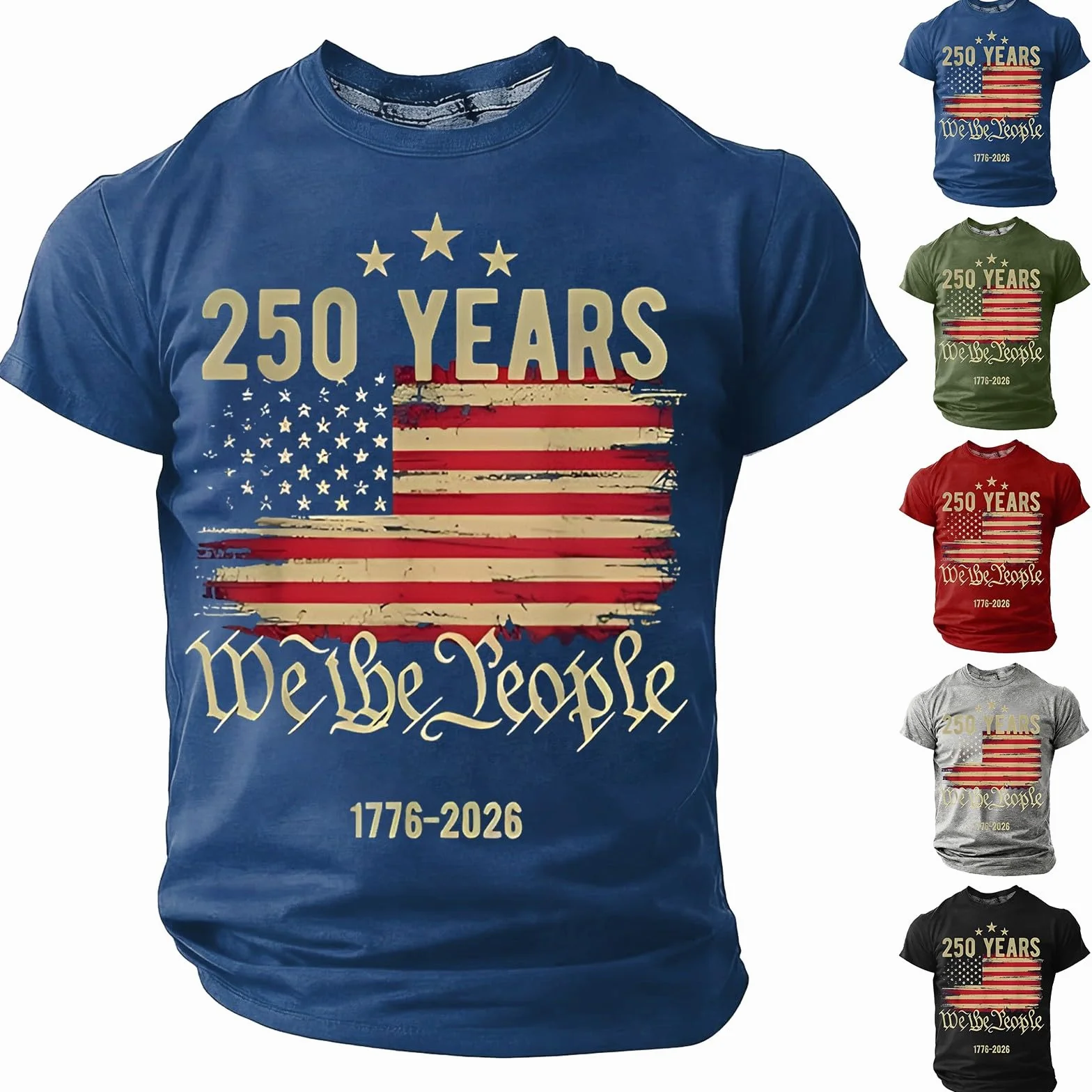 DENGJIAMY 250th Anniversary USA T-shirt męski vintage 4 lipca koszule lato plus size amerykańska flaga koszulka męska patriotyczna koszulka z krótkim rękawem